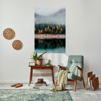 GOLDEN TREES IN FOG Selbstklebendes Poster - Hochformat