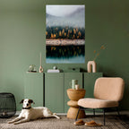 GOLDEN TREES IN FOG Selbstklebendes Poster - Hochformat