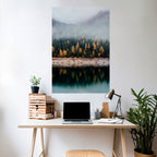 GOLDEN TREES IN FOG Selbstklebendes Poster - Hochformat