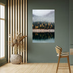 GOLDEN TREES IN FOG Selbstklebendes Poster - Hochformat