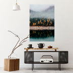 GOLDEN TREES IN FOG Selbstklebendes Poster - Hochformat