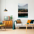 GOLDEN TREES IN FOG Selbstklebendes Poster - Hochformat