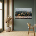 GOLDEN TREES IN FOG Selbstklebendes Horizontal-Poster