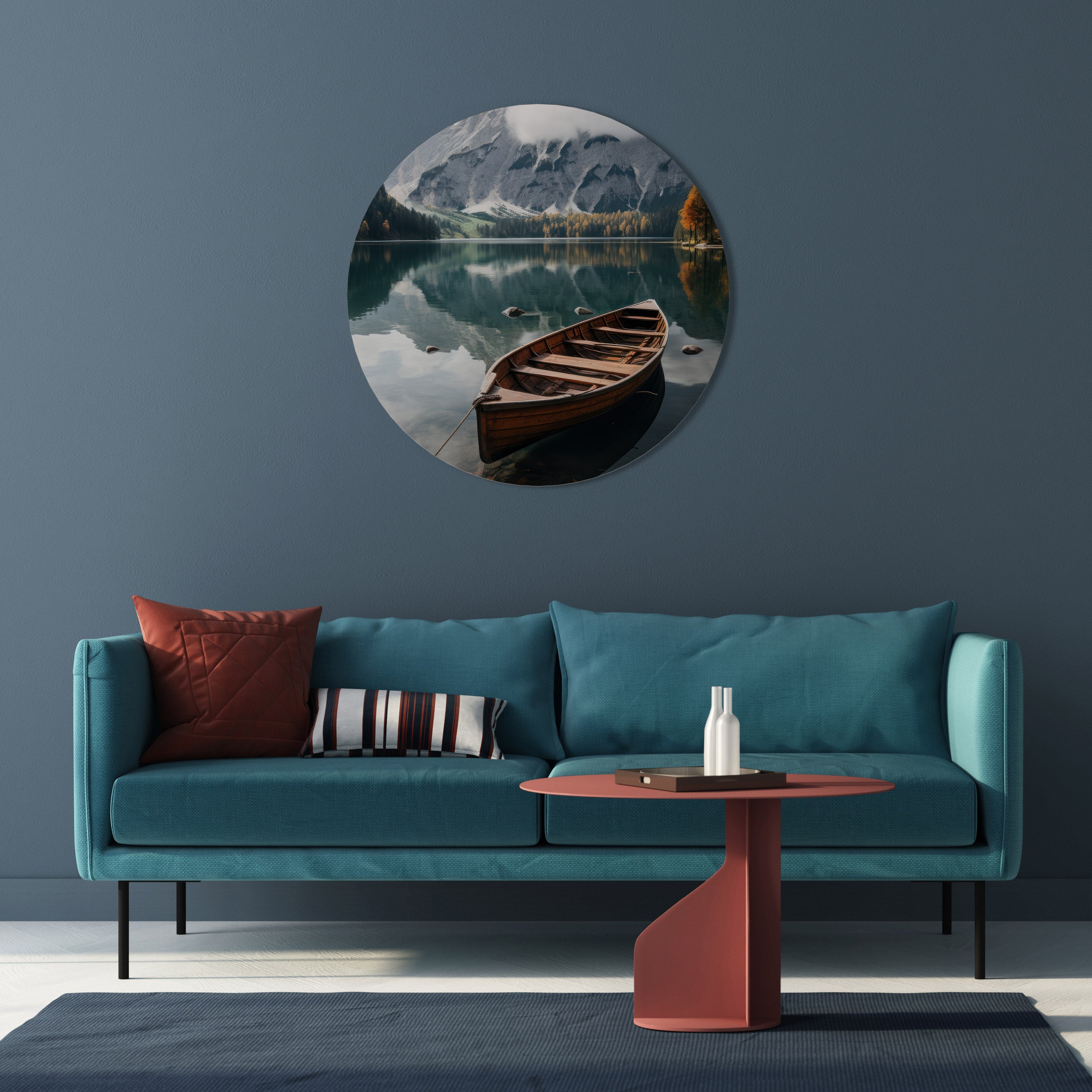 MOUNTAINSIDE REFLECTIONS Runde Wanddekoration Ø 69 cm