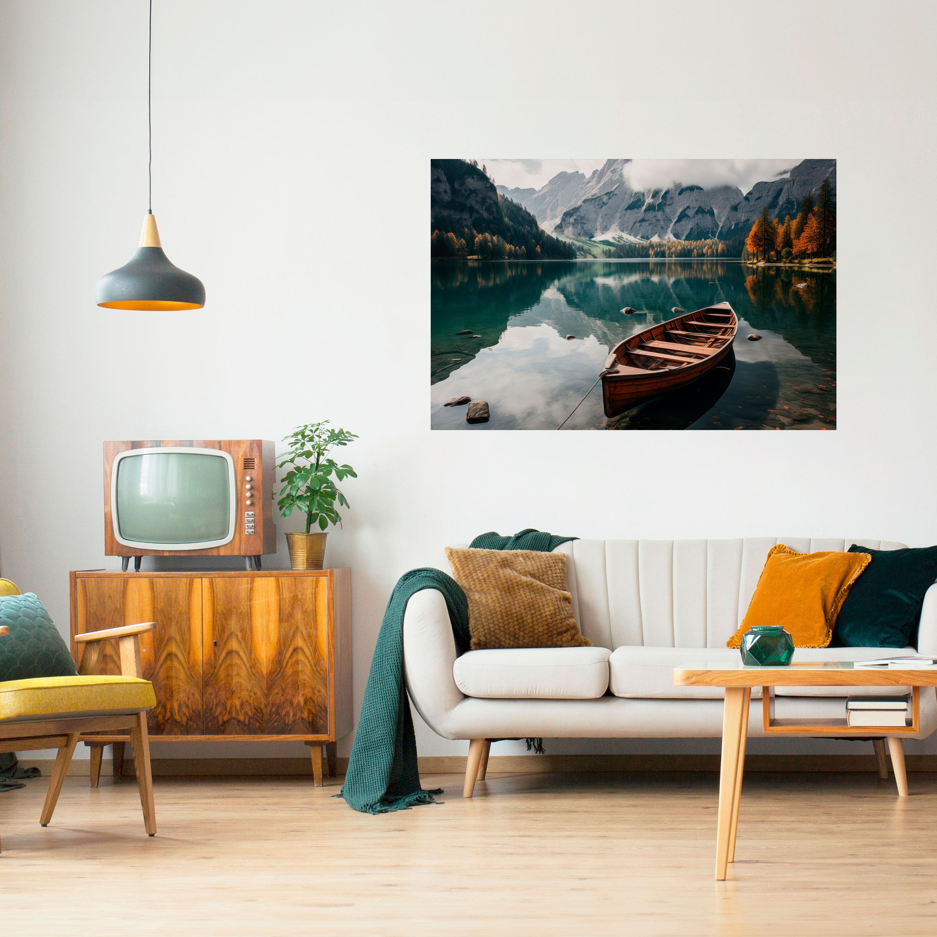 MOUNTAINSIDE REFLECTIONS Horizontales Poster zum Abziehen und Aufkleben