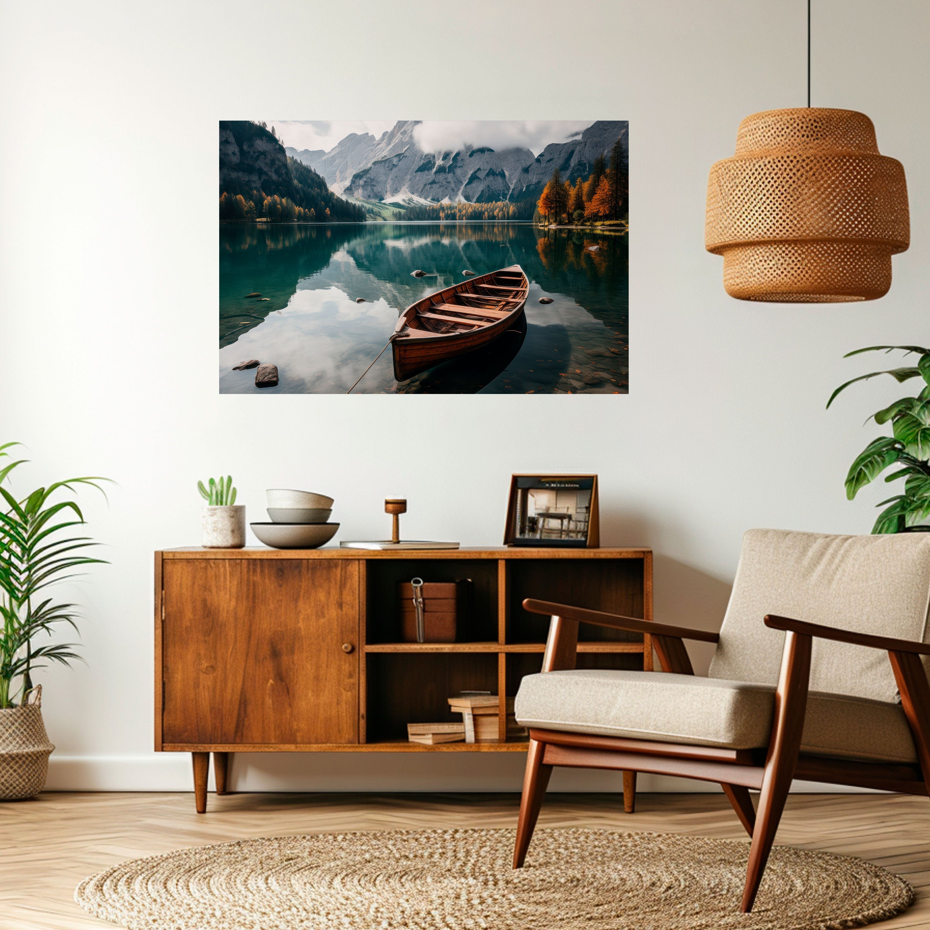 MOUNTAINSIDE REFLECTIONS Horizontales Poster zum Abziehen und Aufkleben