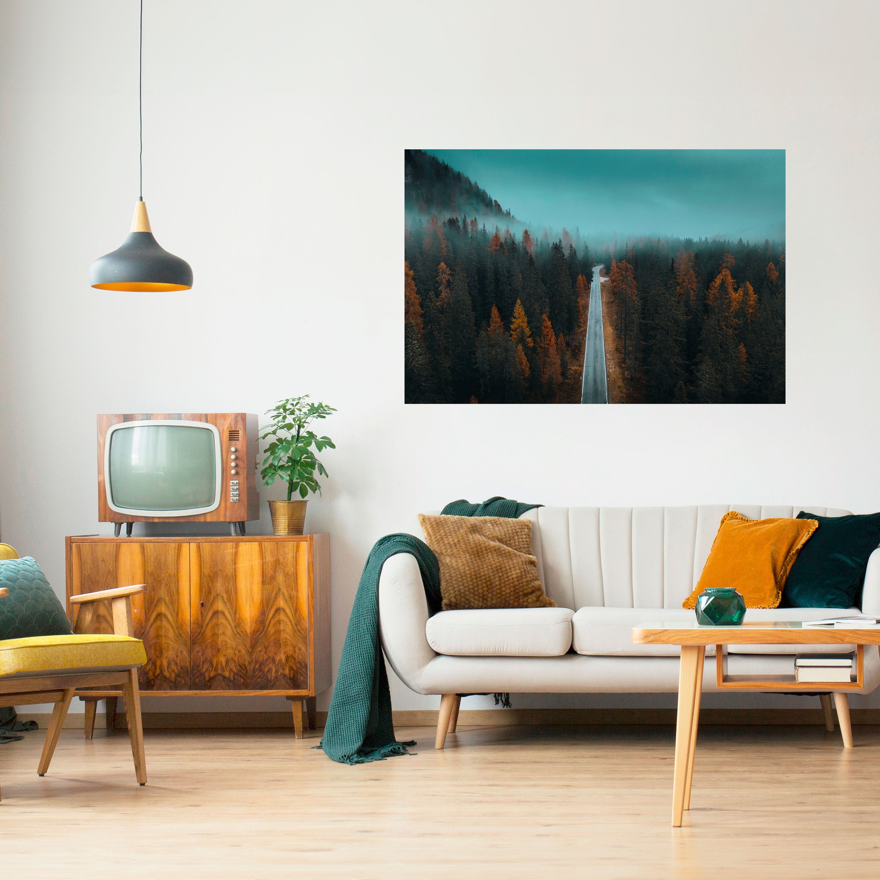 SERENE ROADWAY ESCAPE Horizontales Poster zum Abziehen und Aufkleben