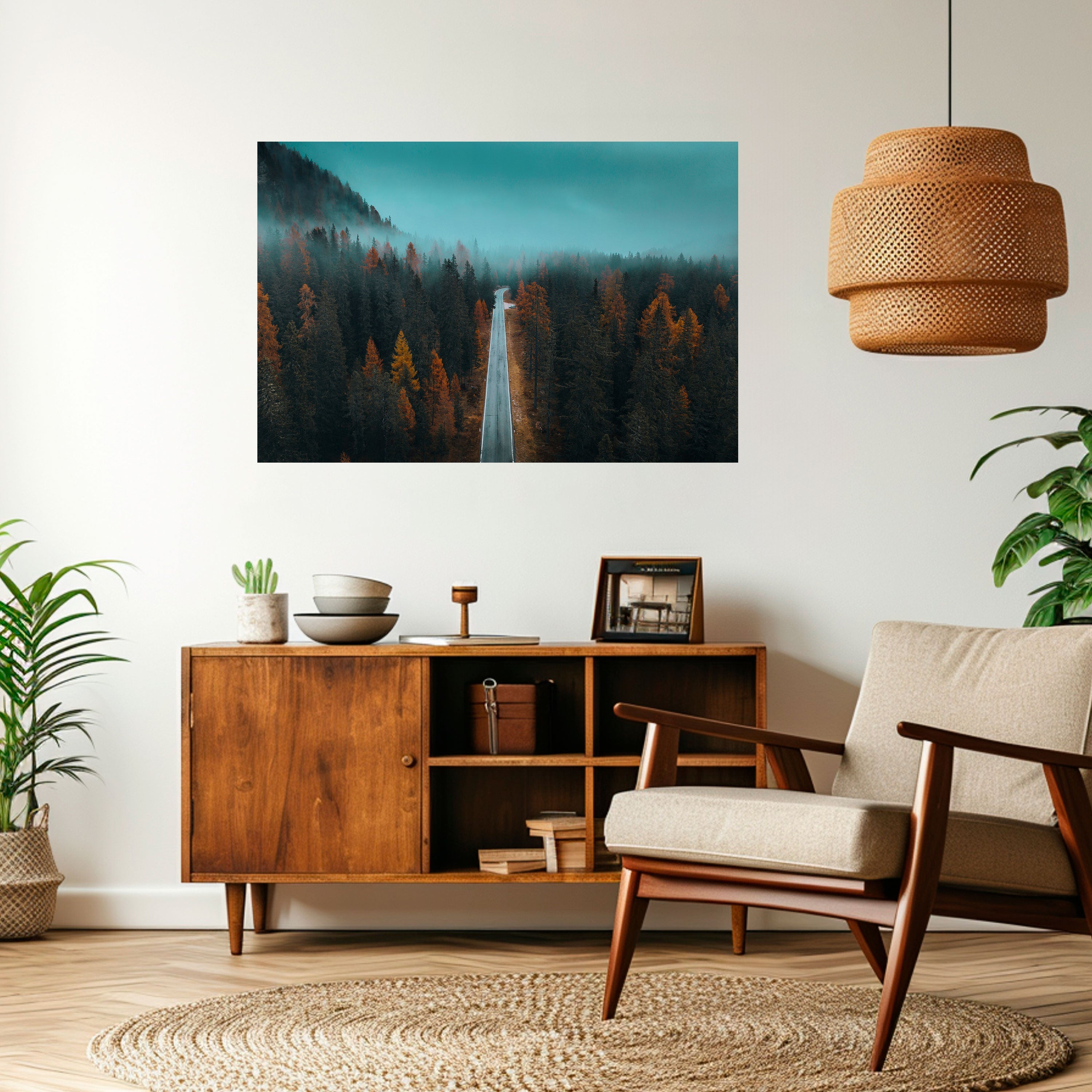 SERENE ROADWAY ESCAPE Horizontales Poster zum Abziehen und Aufkleben