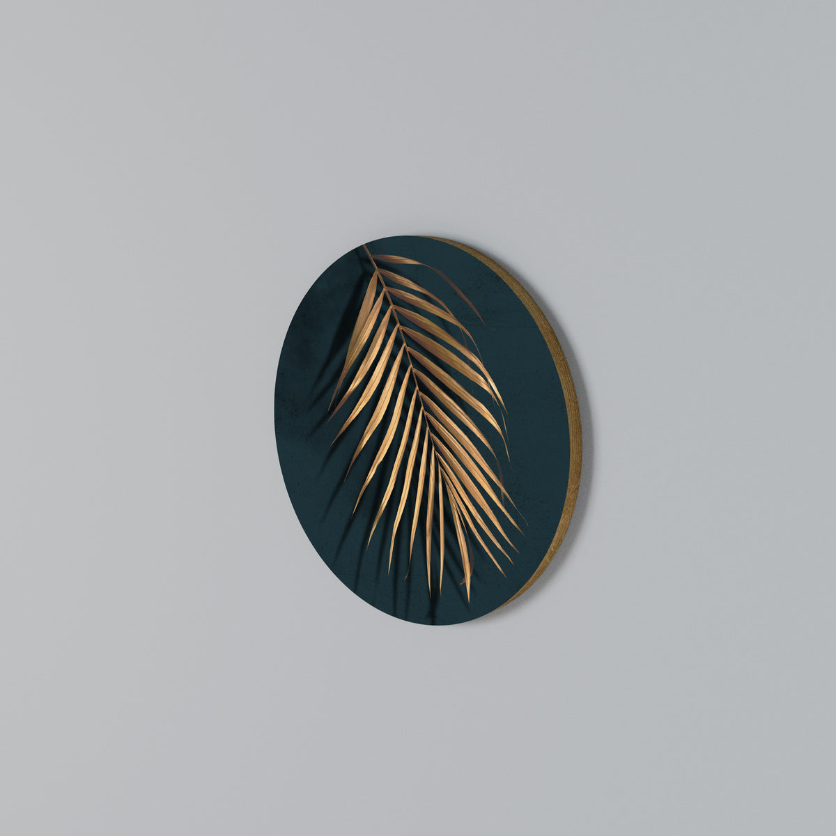 GOLDEN PALM WHISPERS Round Wall Art