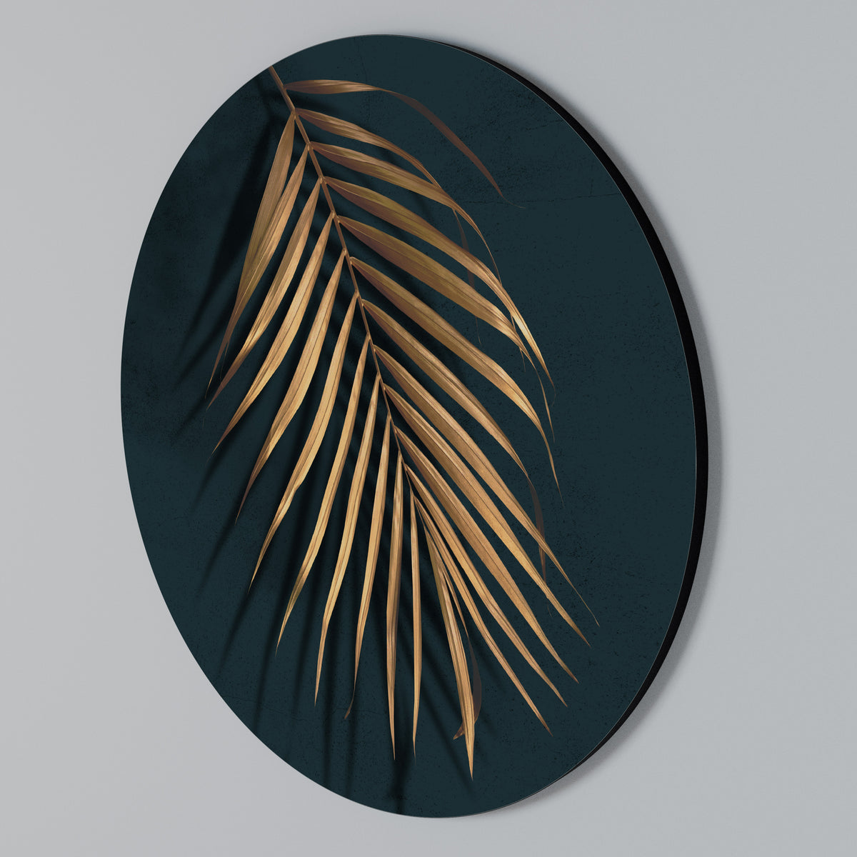 GOLDEN PALM WHISPERS Round Wall Art