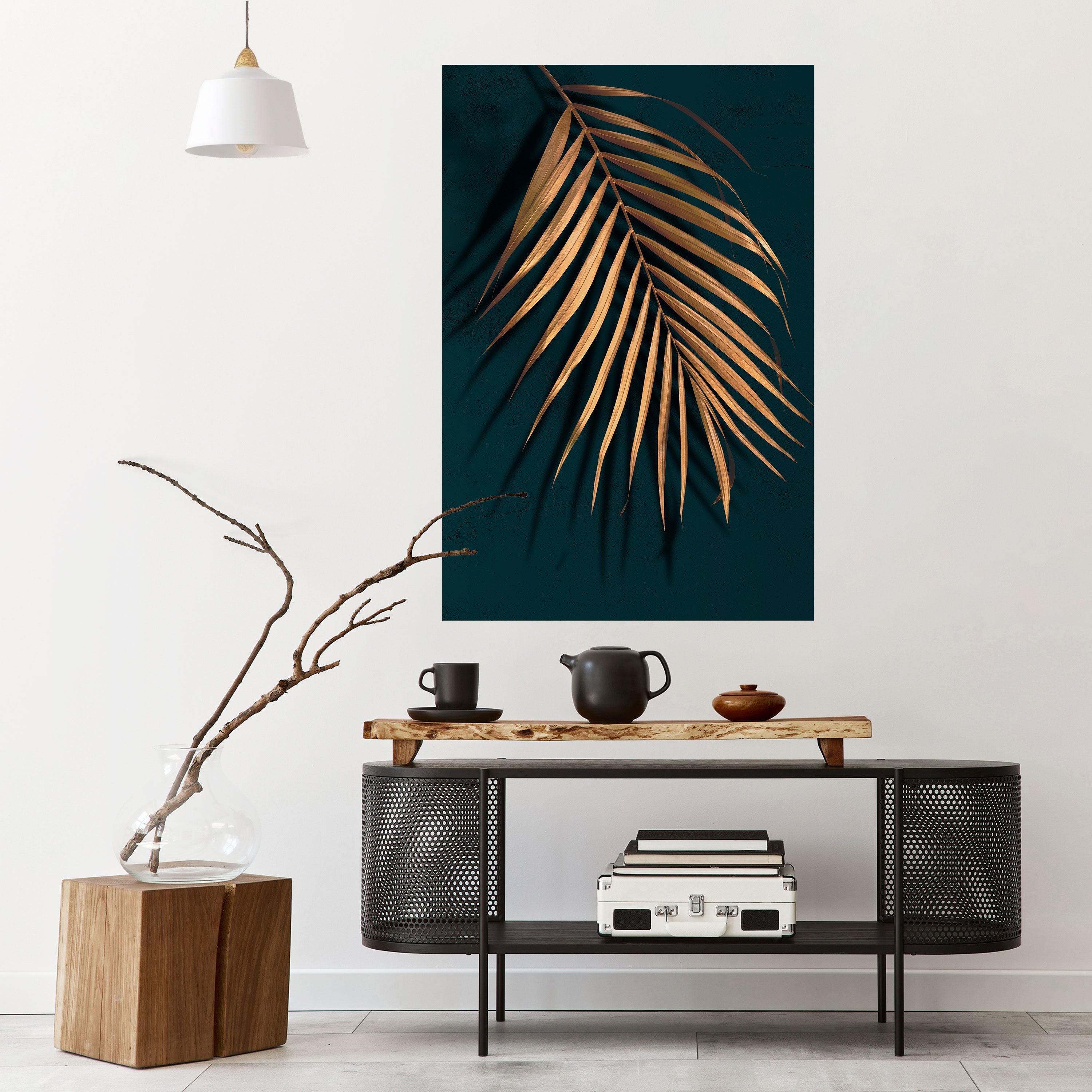 GOLDEN PALM WHISPERS Vertikales Poster zum Abziehen und Aufkleben