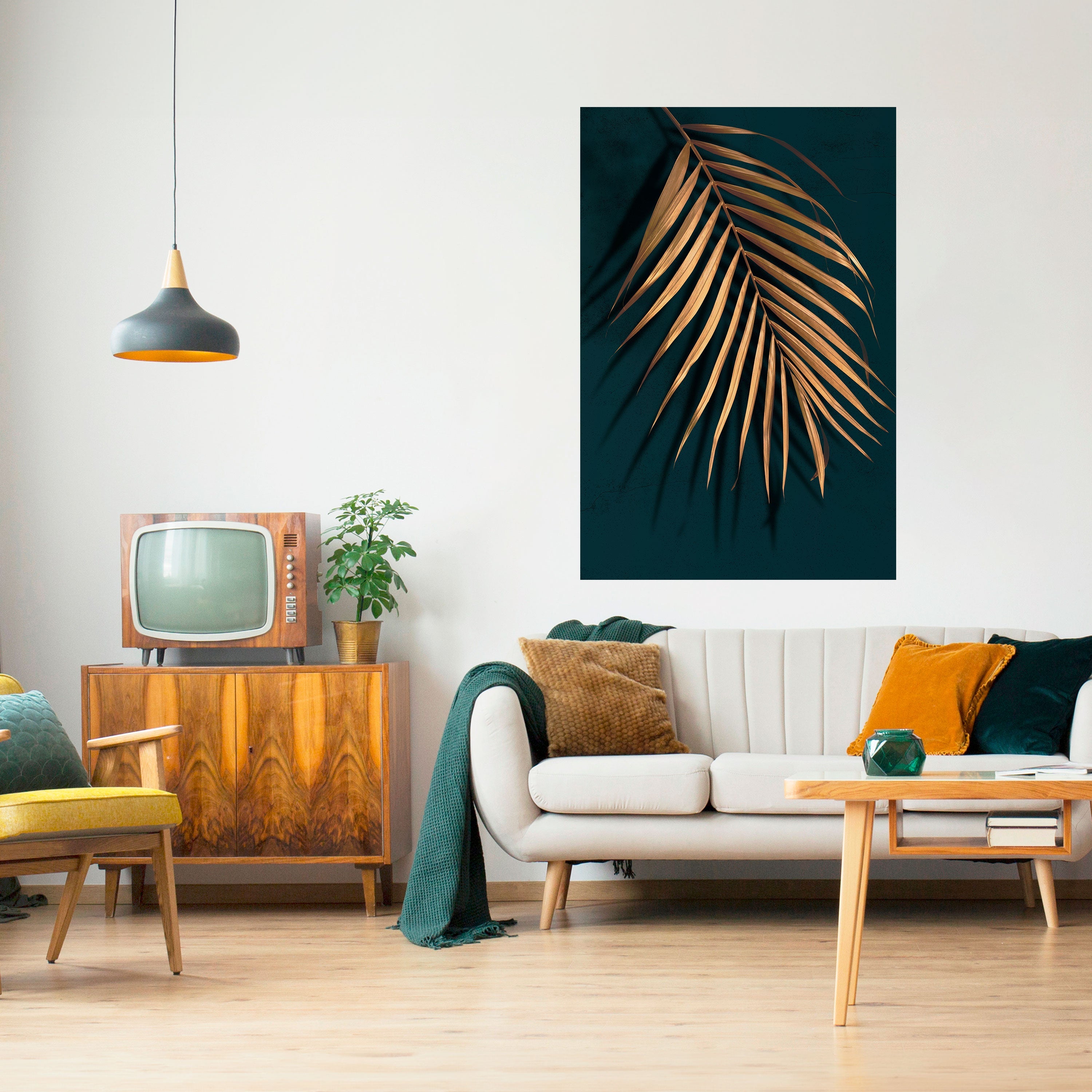 GOLDEN PALM WHISPERS Vertikales Poster zum Abziehen und Aufkleben