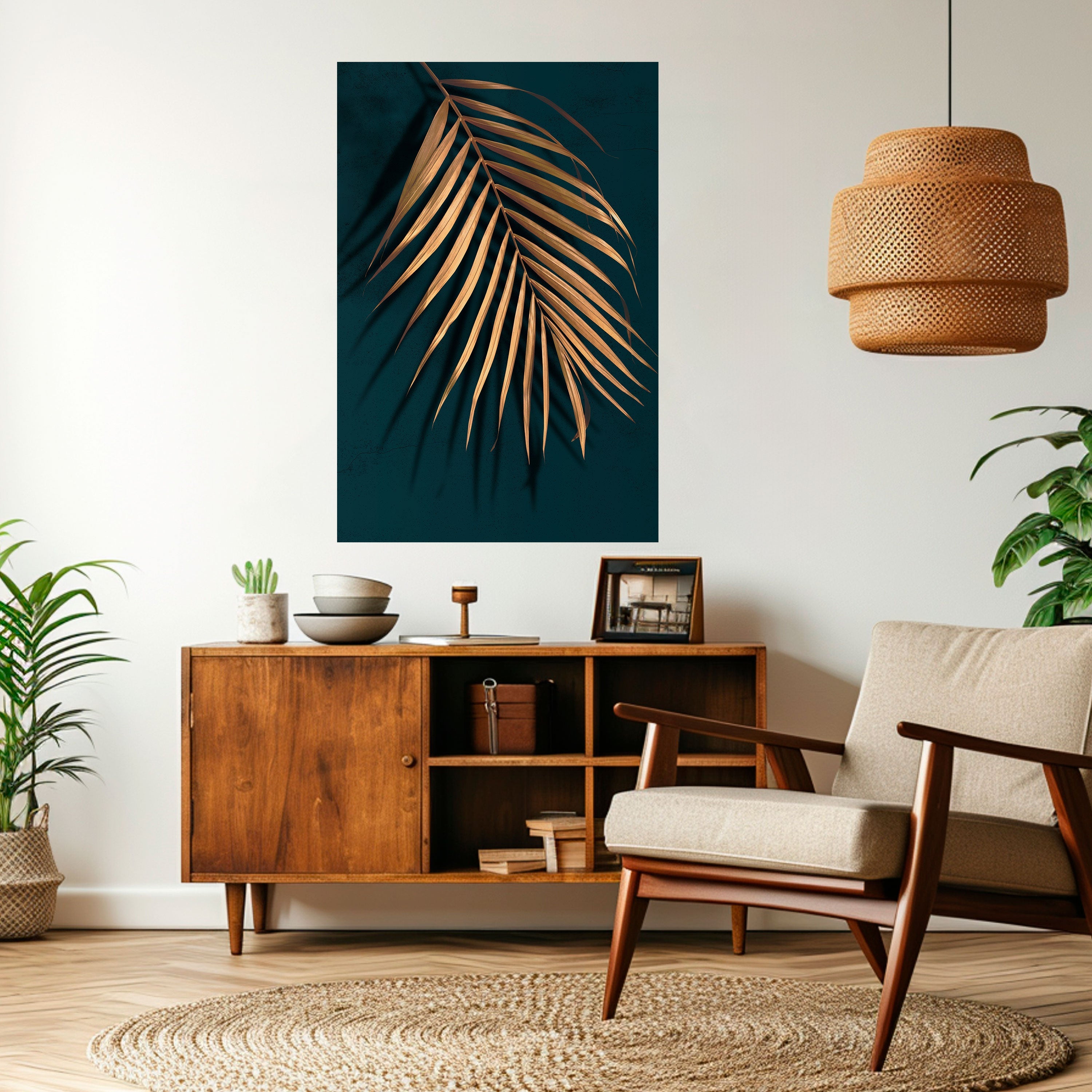 GOLDEN PALM WHISPERS Vertikales Poster zum Abziehen und Aufkleben