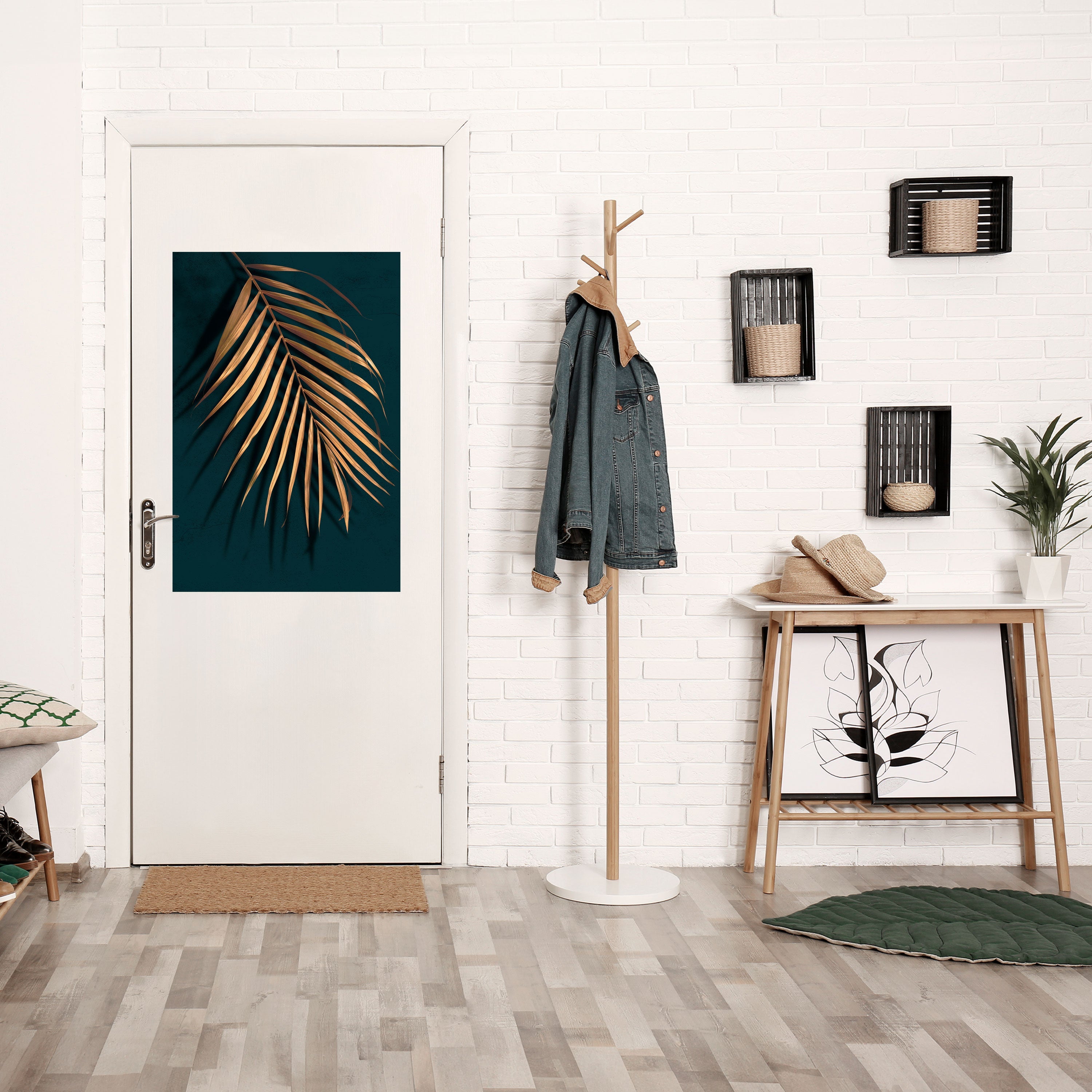 GOLDEN PALM WHISPERS Vertikales Poster zum Abziehen und Aufkleben