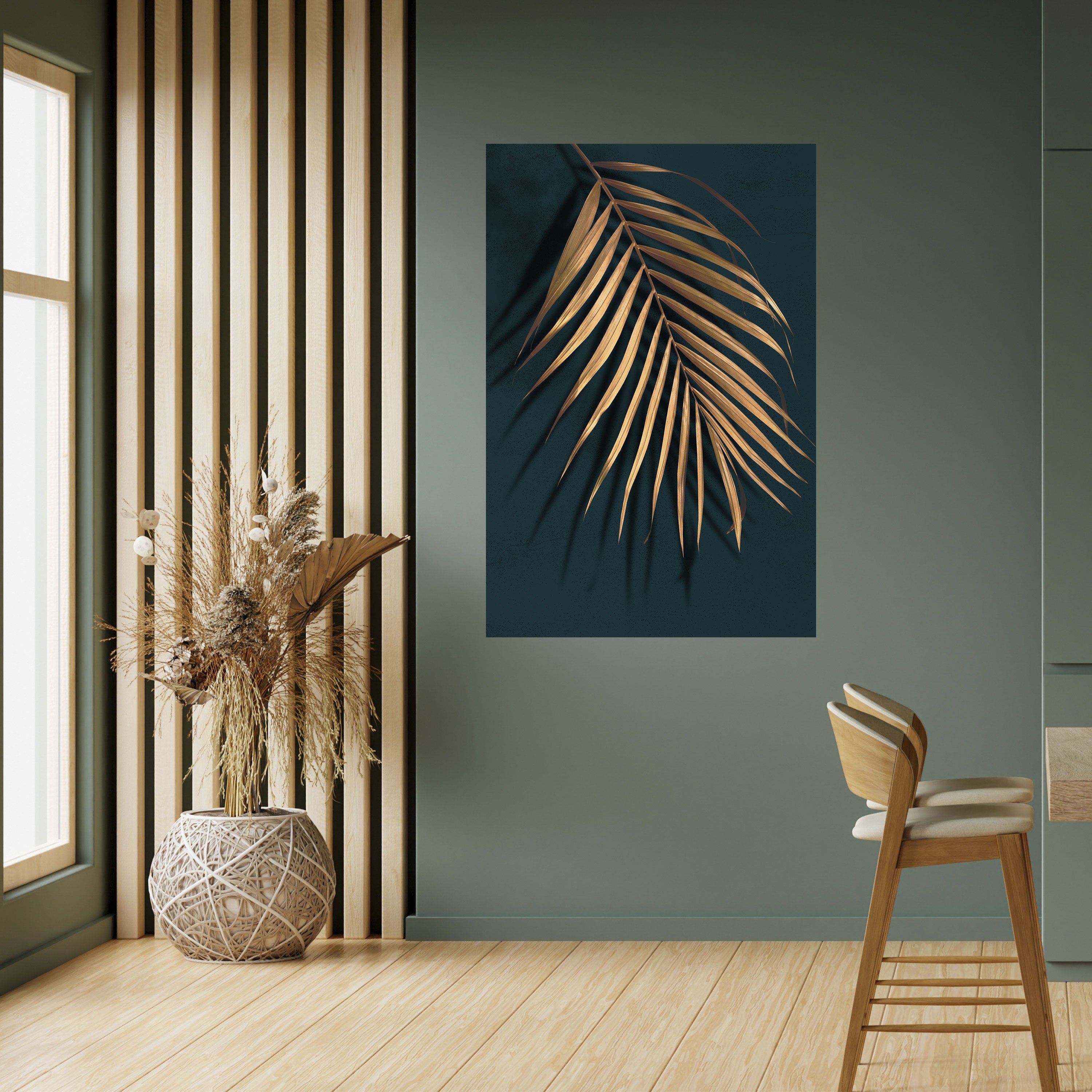 GOLDEN PALM WHISPERS Vertikales Poster zum Abziehen und Aufkleben