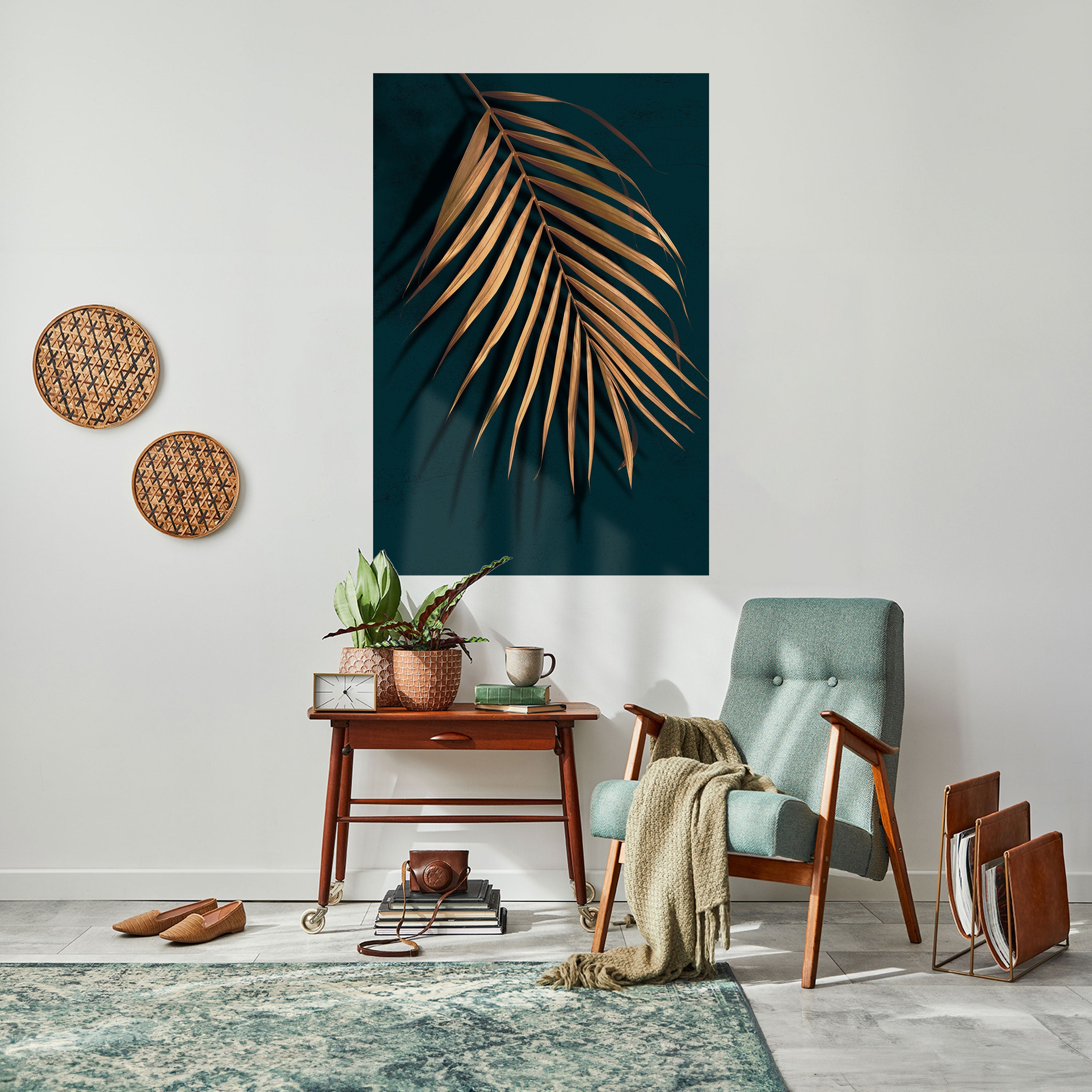 GOLDEN PALM WHISPERS Vertikales Poster zum Abziehen und Aufkleben