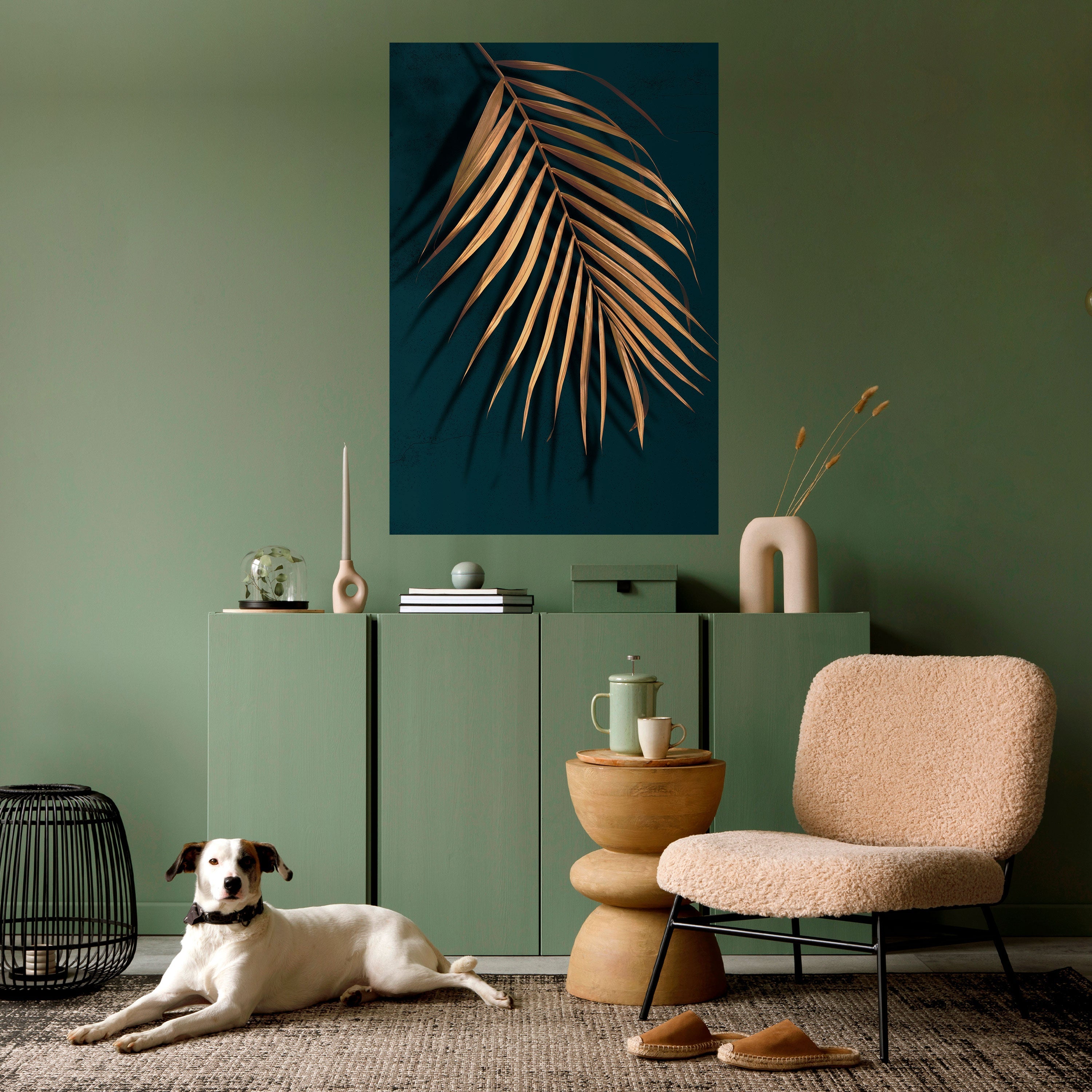 GOLDEN PALM WHISPERS Vertikales Poster zum Abziehen und Aufkleben