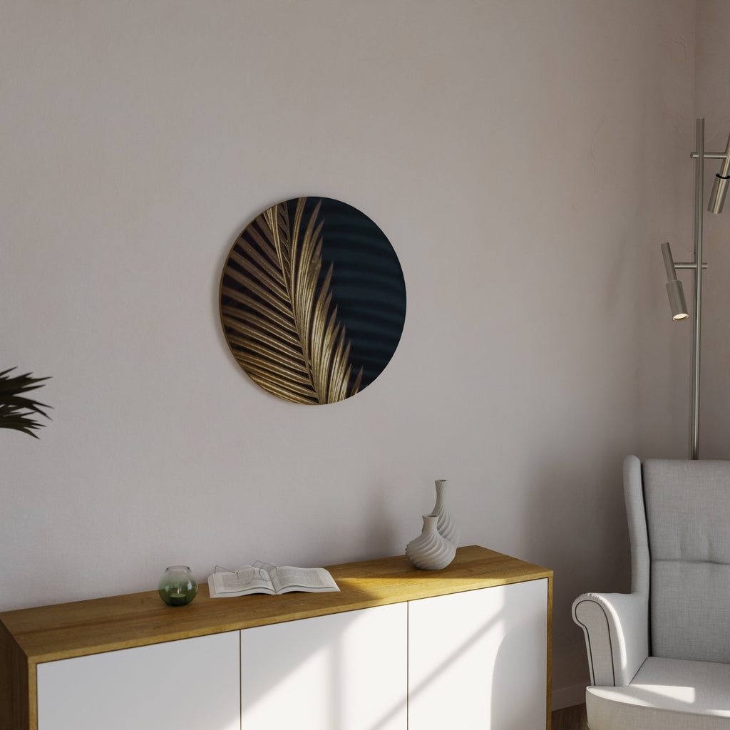 LUXE LEAF DANCE Round Wall Art