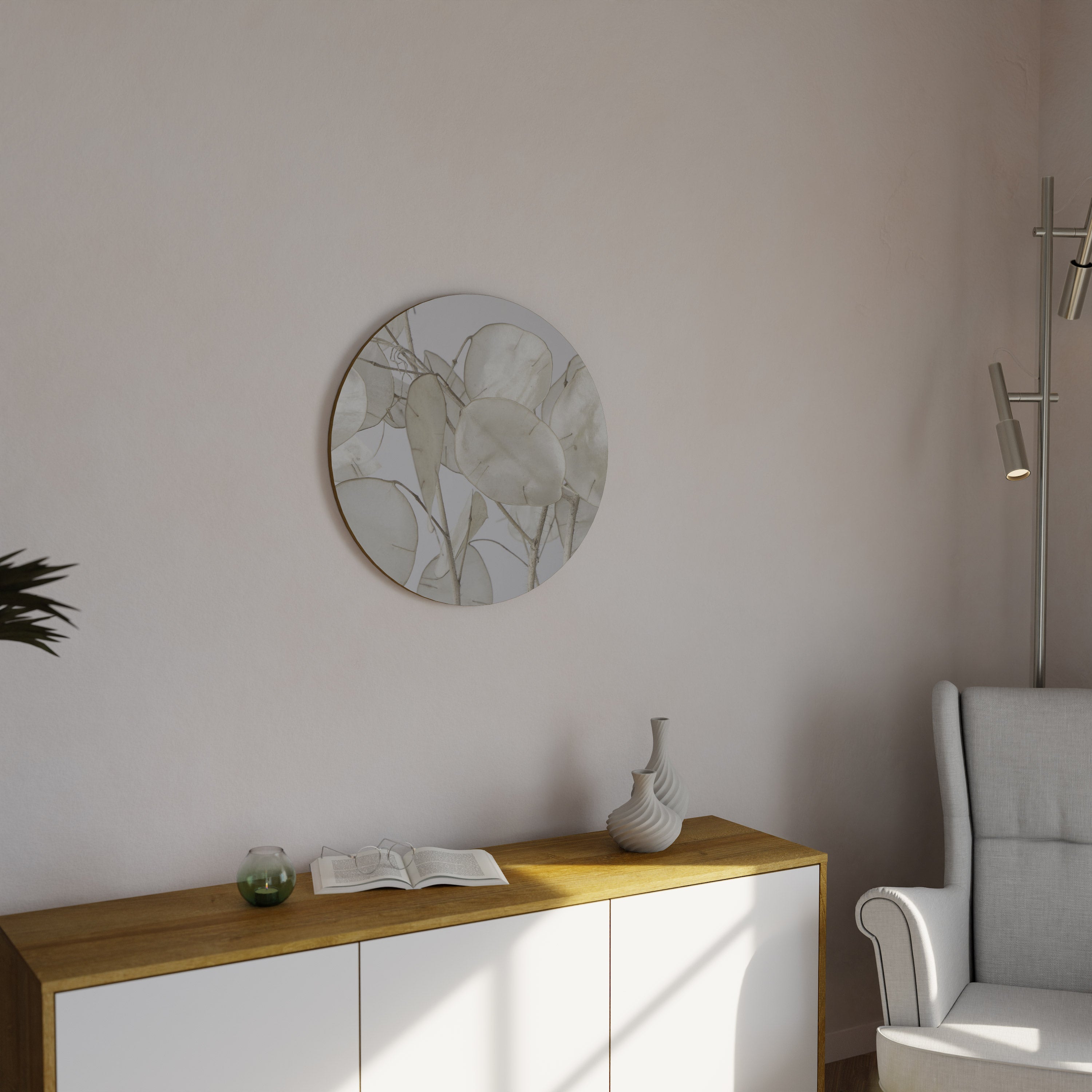 SILKY FOLIAGE WHISPERS Runde Wanddekoration Ø 69 cm