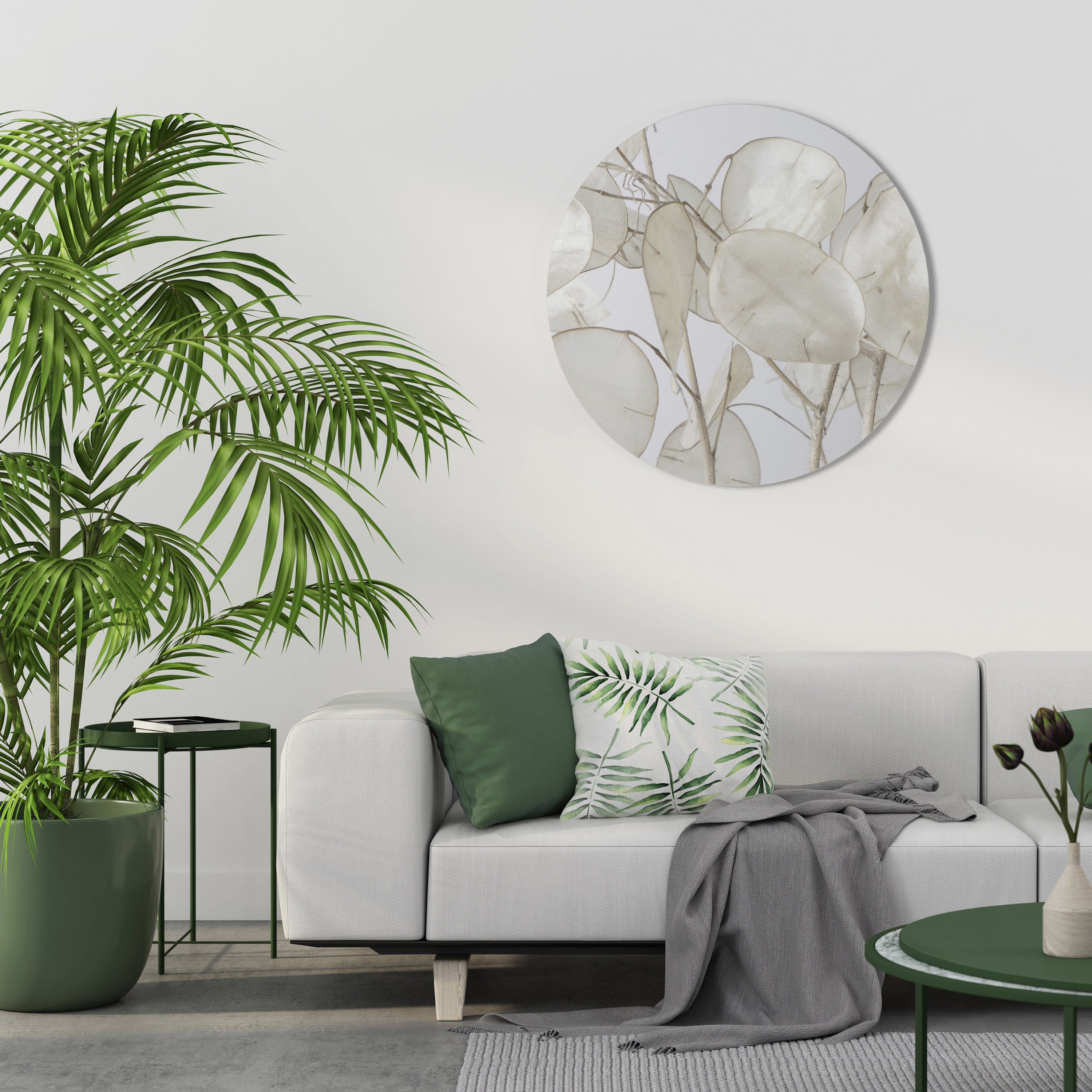 SILKY FOLIAGE WHISPERS Runde Wanddekoration Ø 69 cm