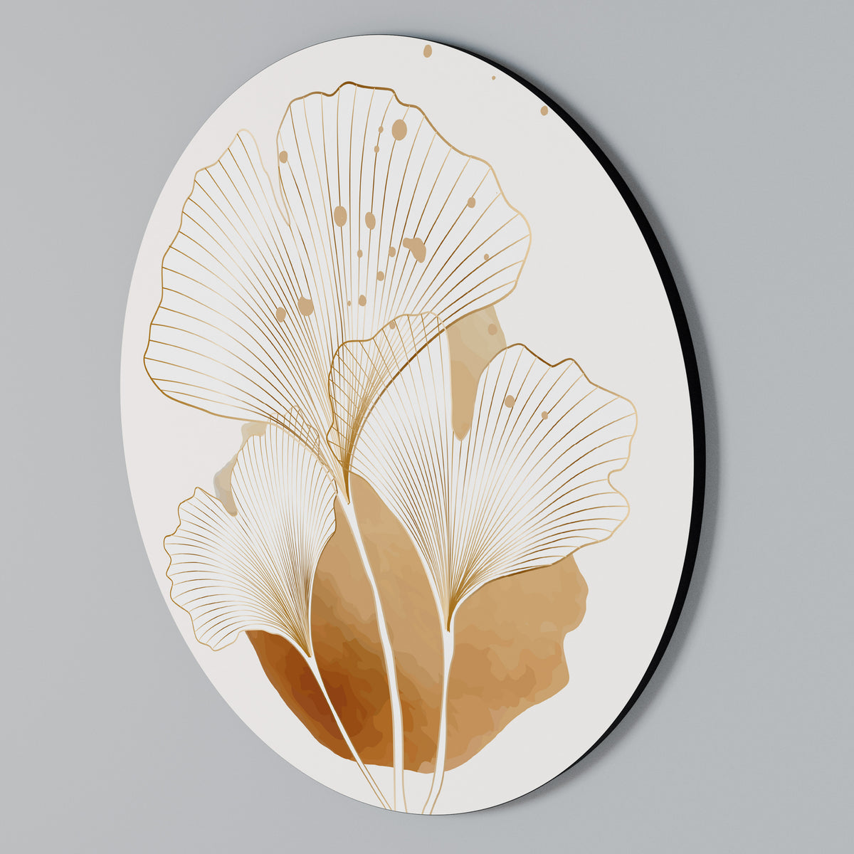 GOLDEN GINKGO DREAMS Rundes Wandbild