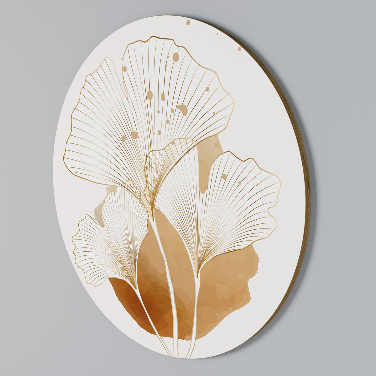 GOLDEN GINKGO DREAMS Rundes Wandbild