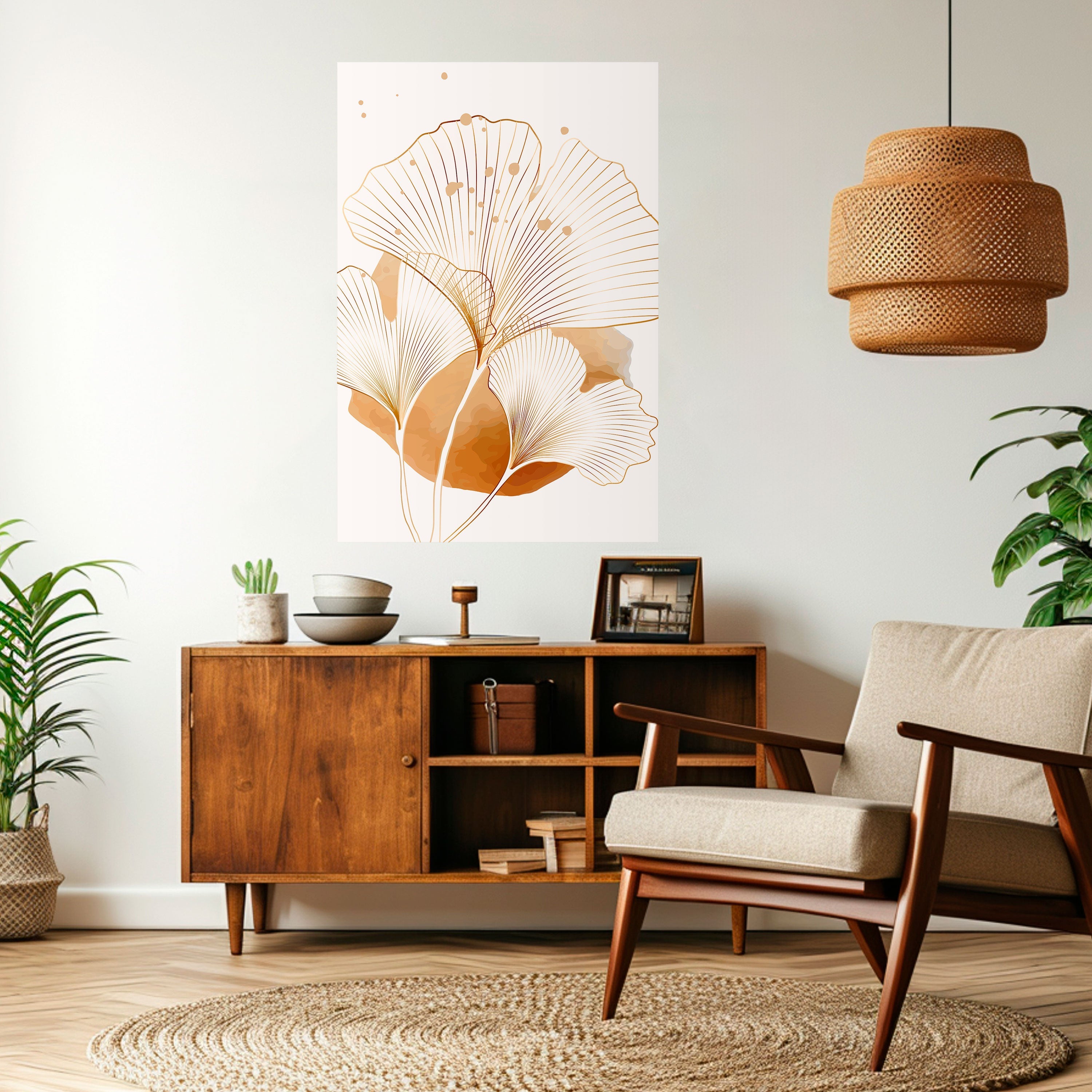 GOLDEN GINKGO DREAMS Vertikales Poster zum Abziehen und Aufkleben