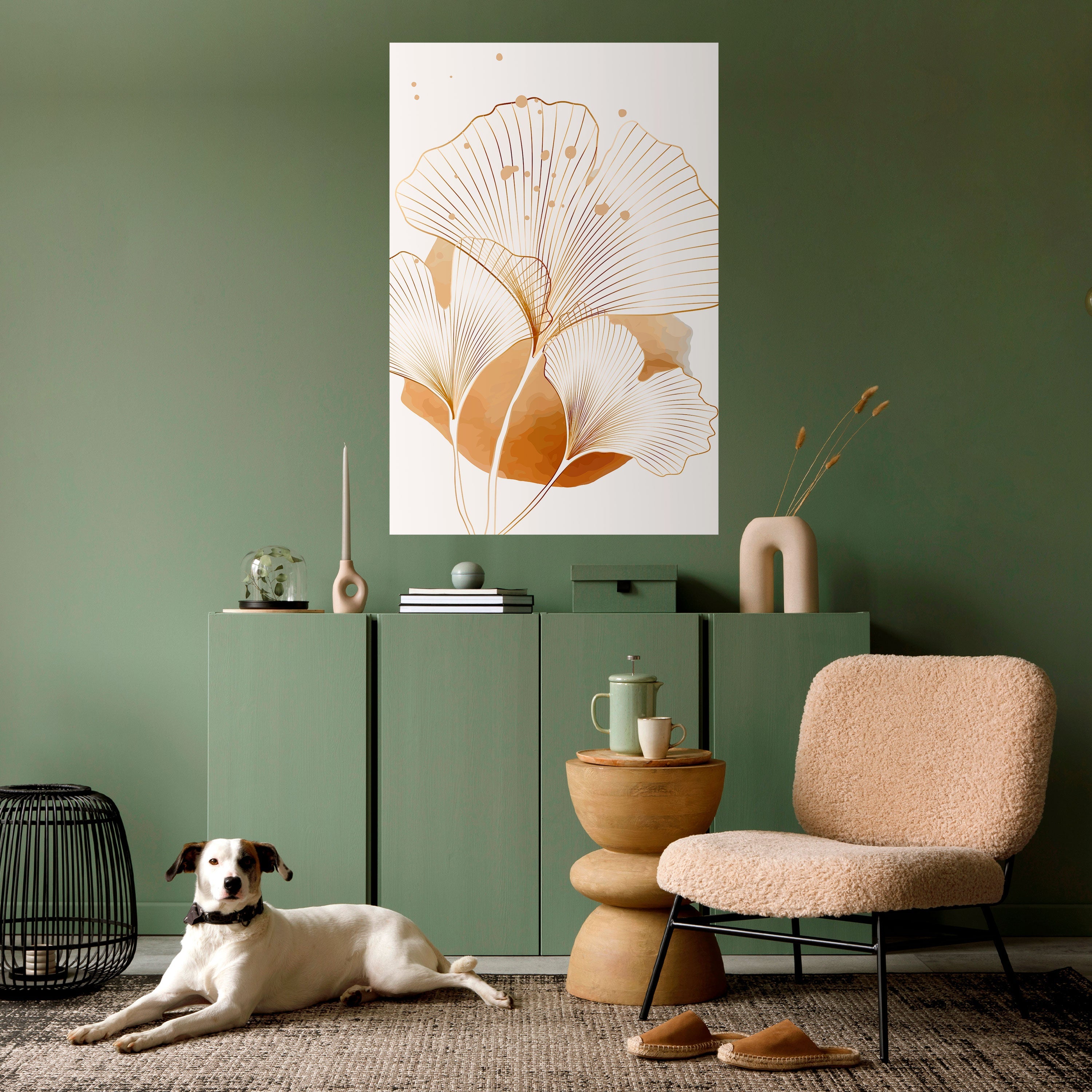 GOLDEN GINKGO DREAMS Vertikales Poster zum Abziehen und Aufkleben