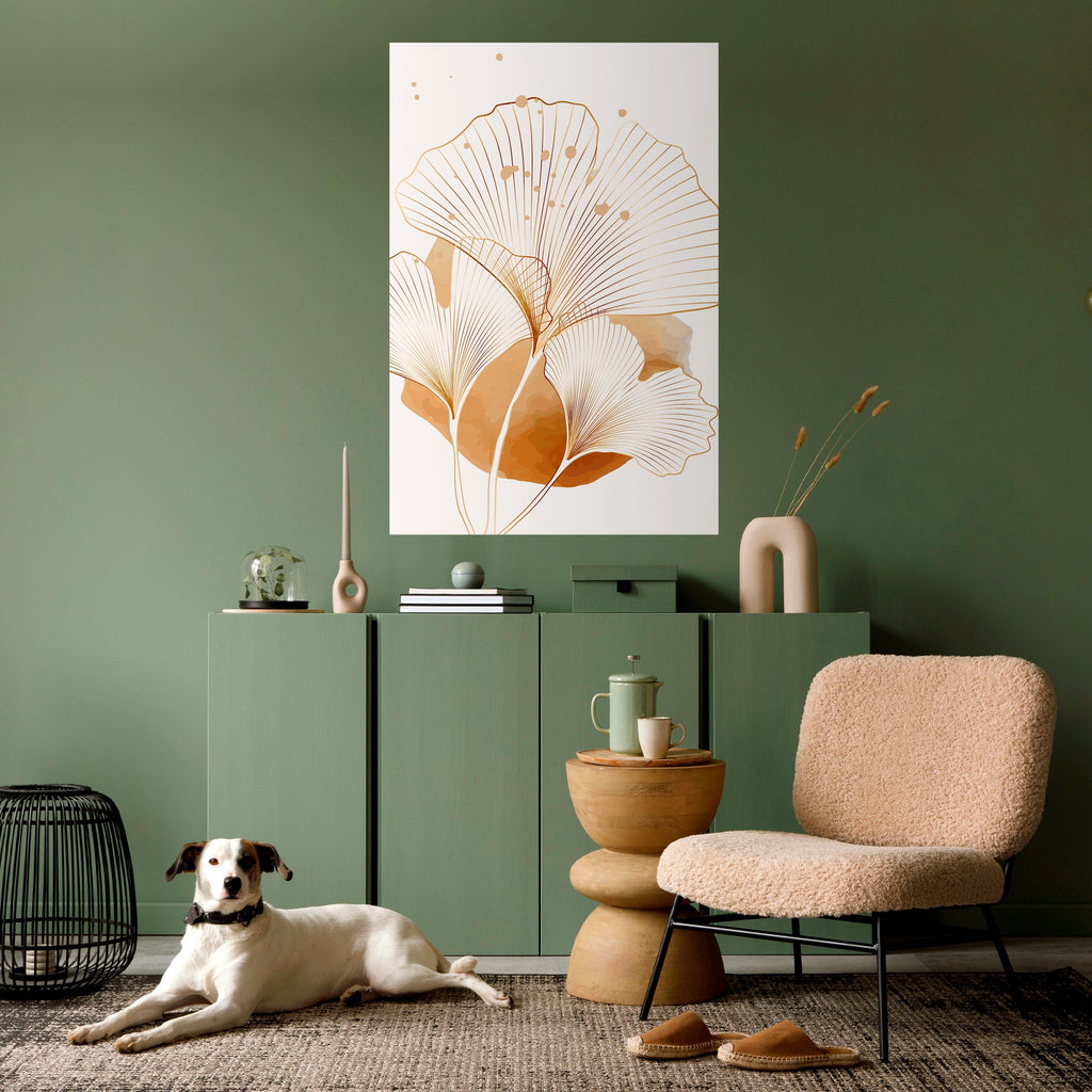 GOLDEN GINKGO DREAMS Vertikales Poster zum Abziehen und Aufkleben