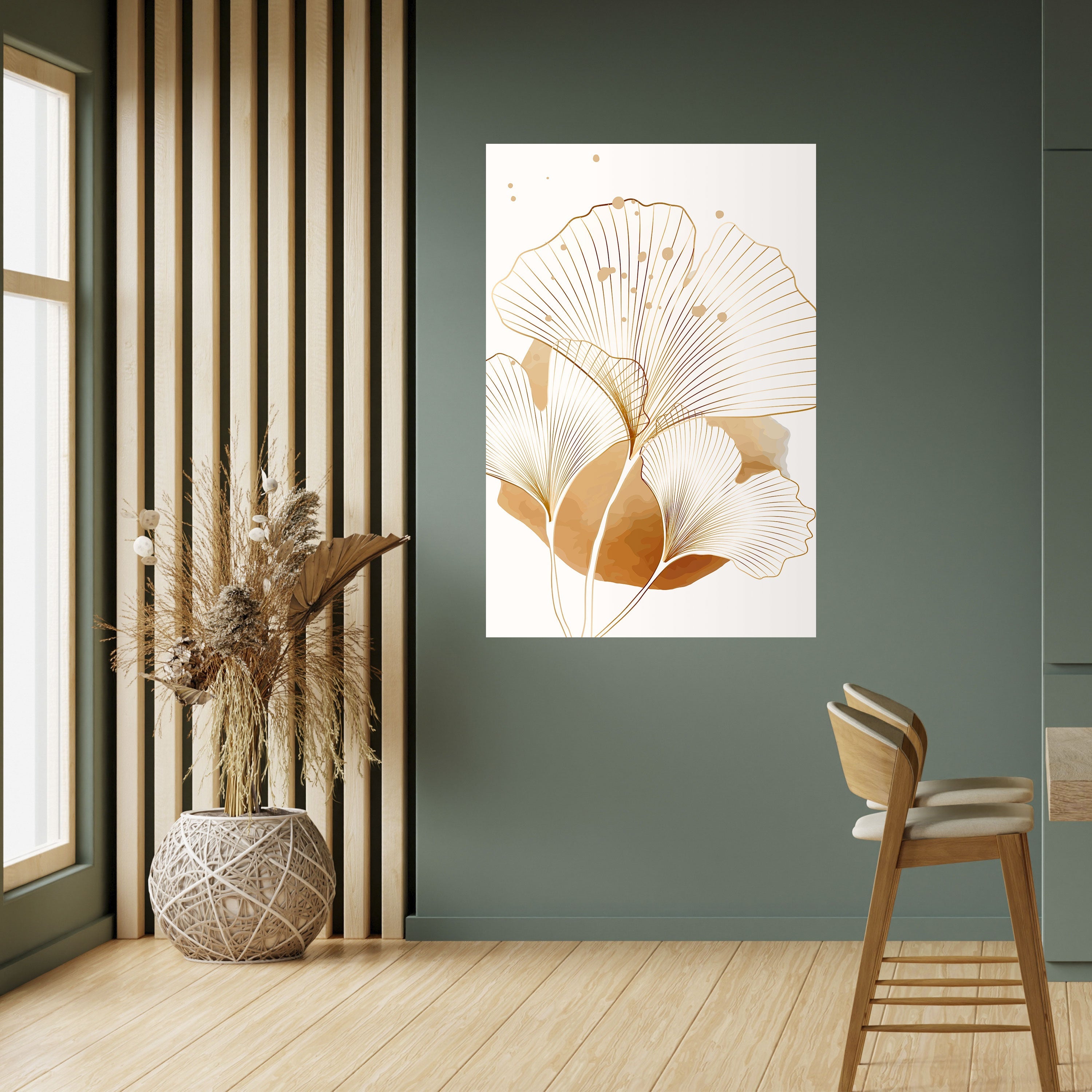 GOLDEN GINKGO DREAMS Vertikales Poster zum Abziehen und Aufkleben