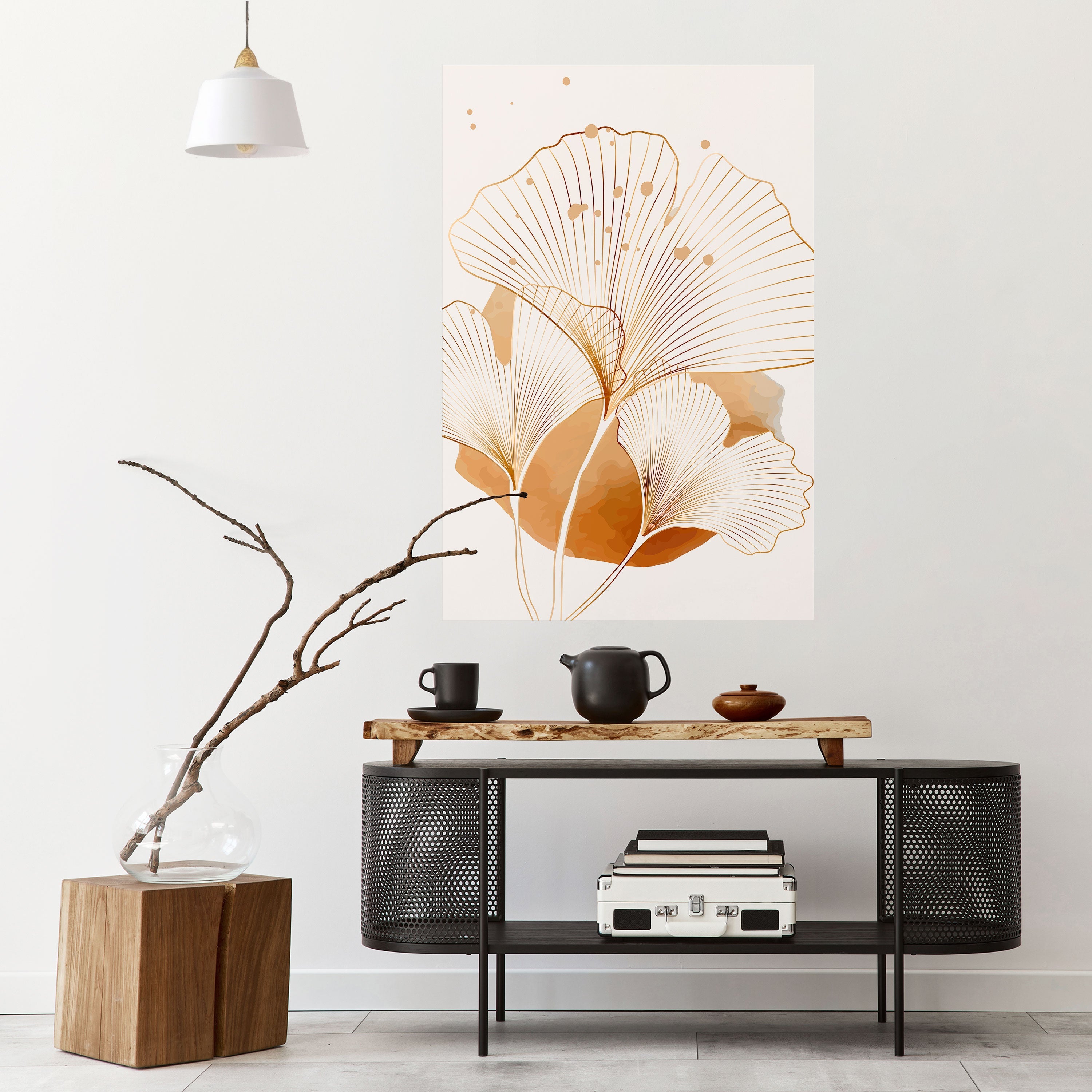 GOLDEN GINKGO DREAMS Vertikales Poster zum Abziehen und Aufkleben