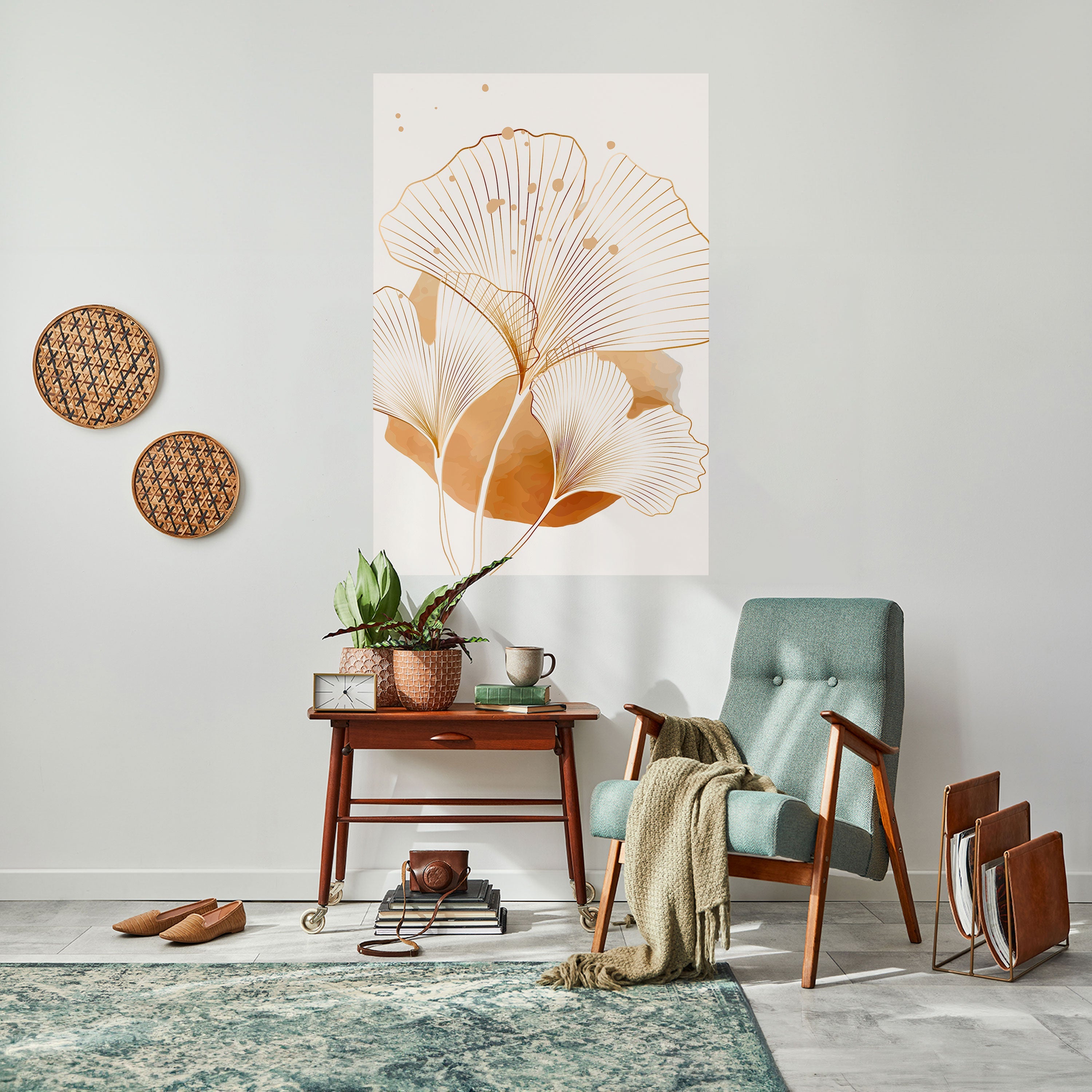 GOLDEN GINKGO DREAMS Vertikales Poster zum Abziehen und Aufkleben
