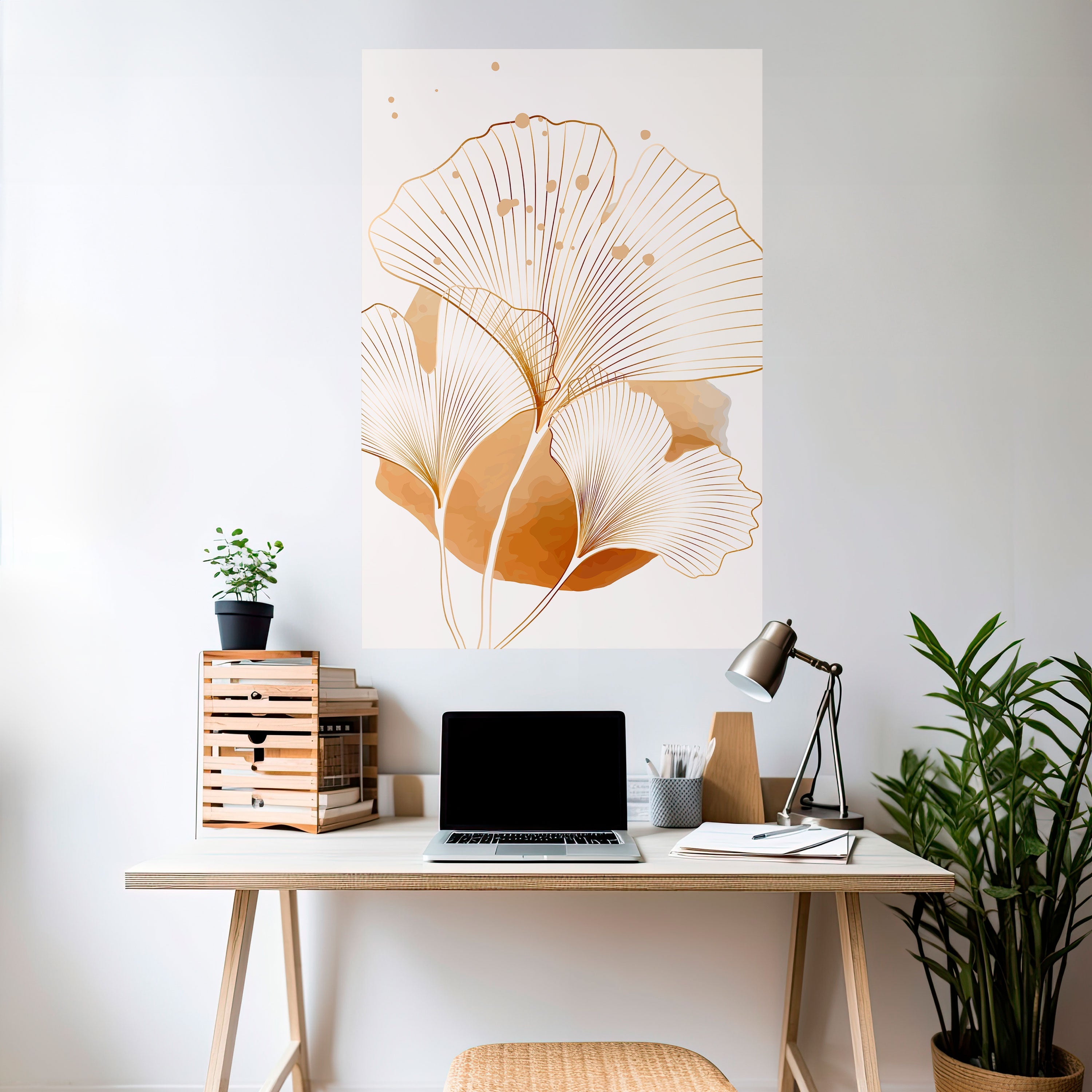 GOLDEN GINKGO DREAMS Vertikales Poster zum Abziehen und Aufkleben