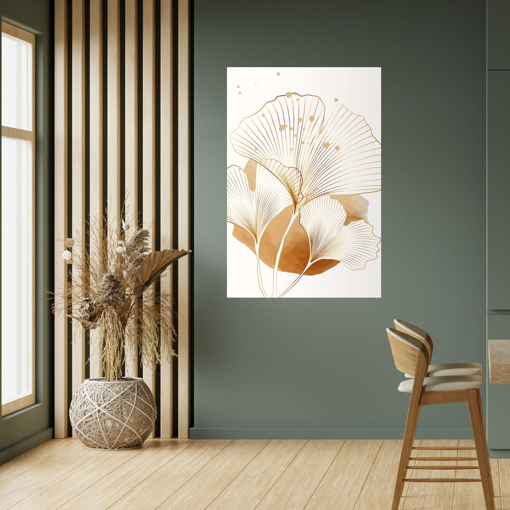 GOLDEN GINKGO DREAMS Vertikales Poster zum Abziehen und Aufkleben