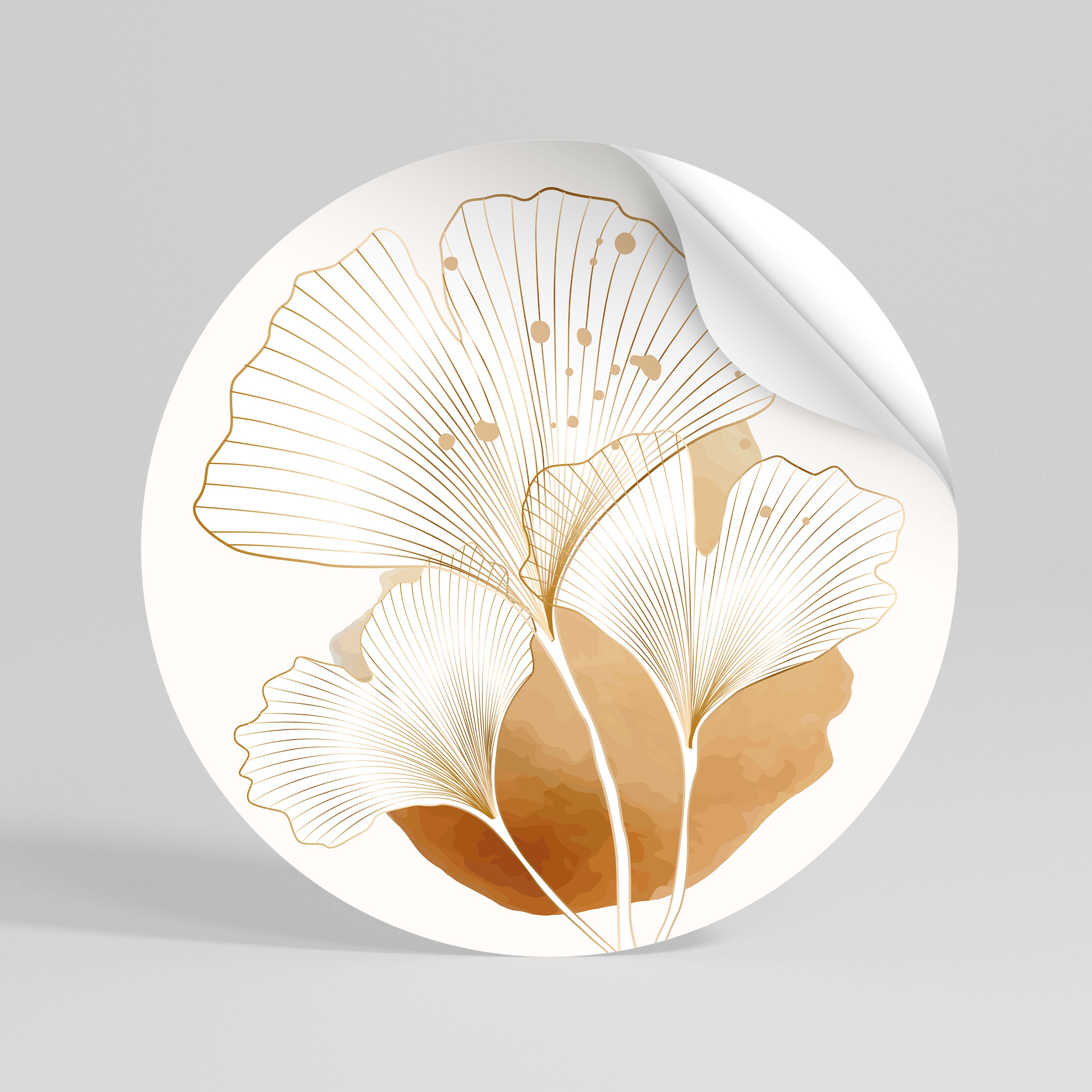 GOLDEN GINKGO DREAMS Runder Wandsticker zum Abziehen und Aufkleben