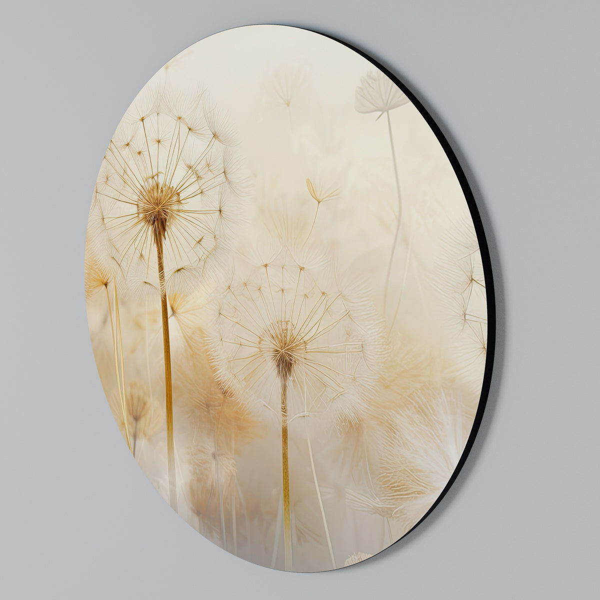 DREAMY DANDELION FIELDS Rundes Wandbild