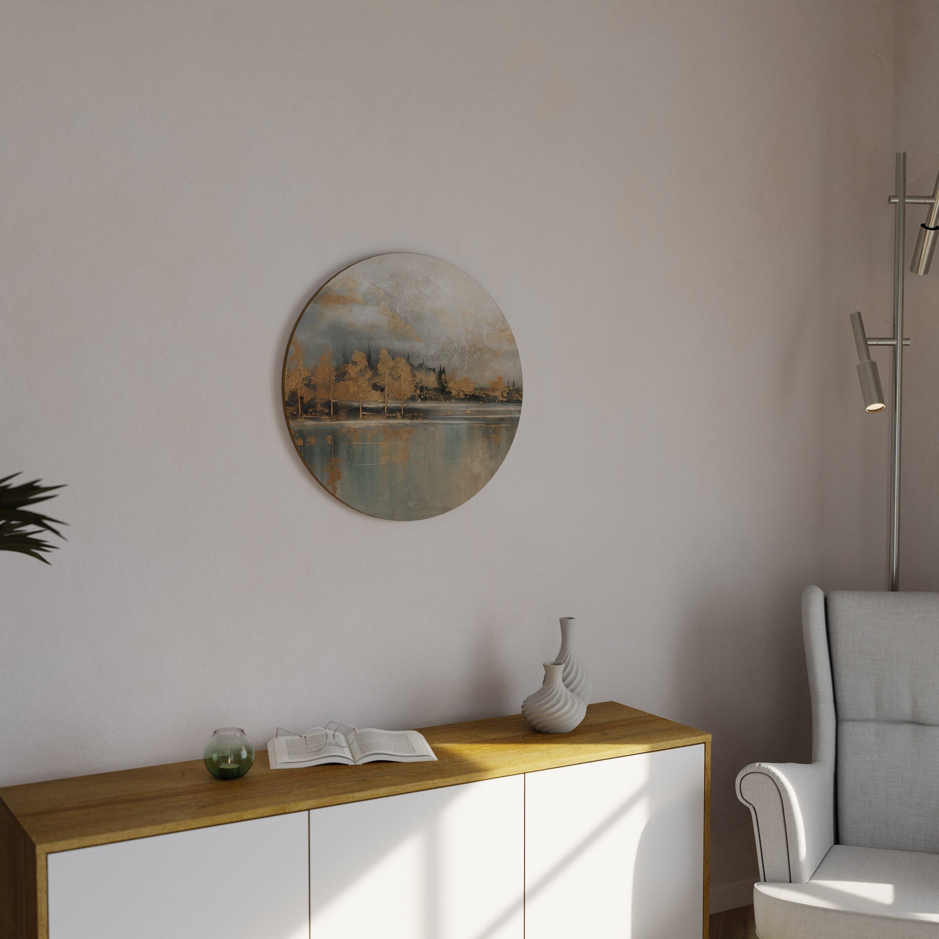 ECHOES OF GOLDEN DAWN Runde Wanddekoration Ø 69 cm