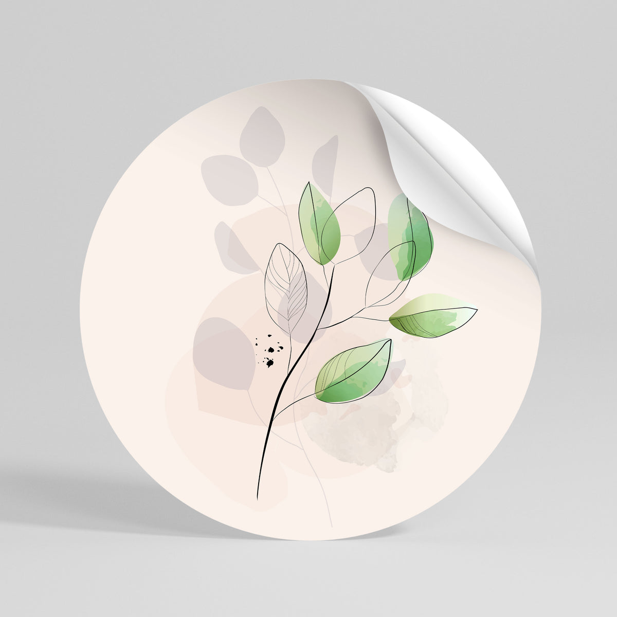 SERENE LEAF SONG Runder Wandsticker zum Abziehen und Aufkleben