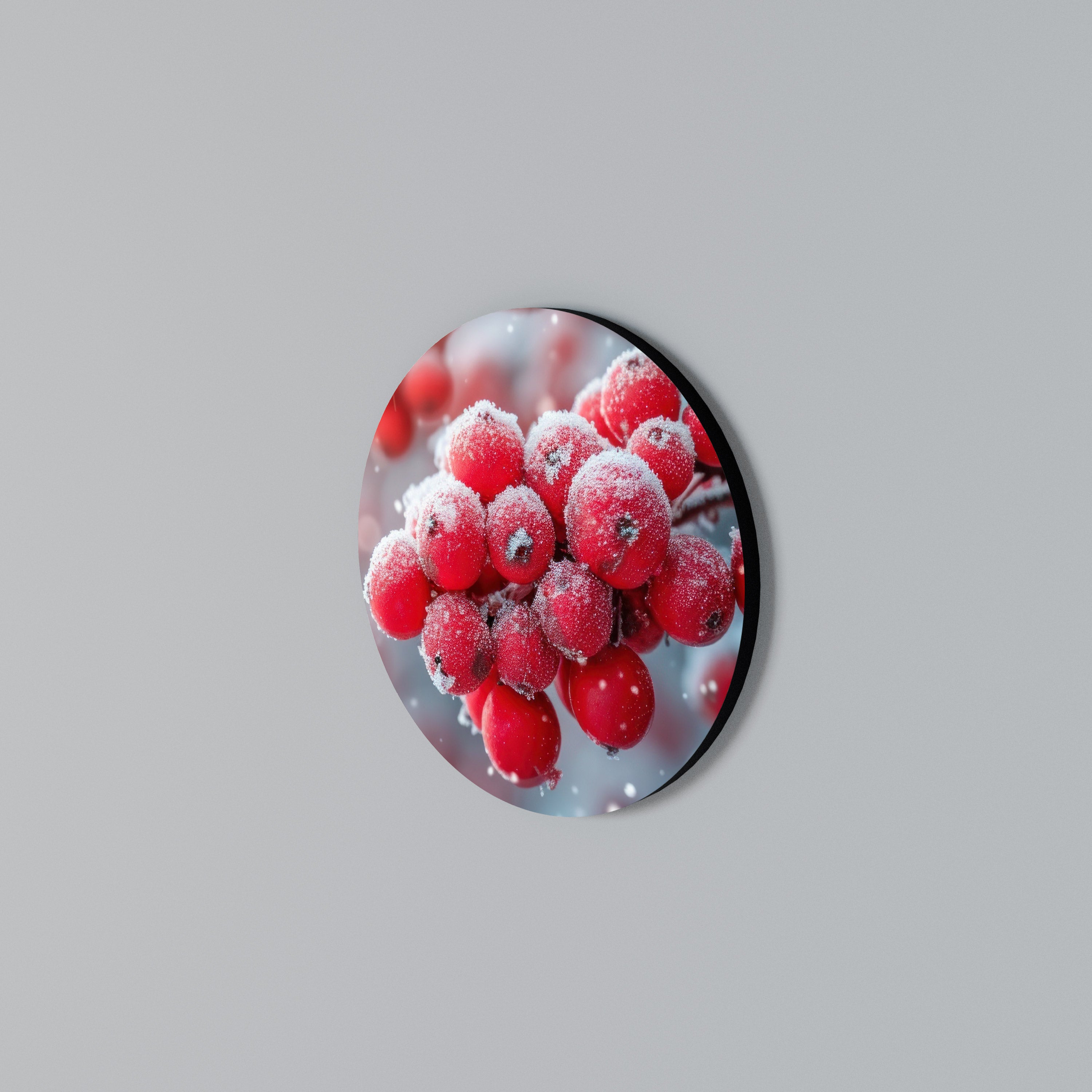 WINTER'S CRIMSON TREASURES Round Wall Art