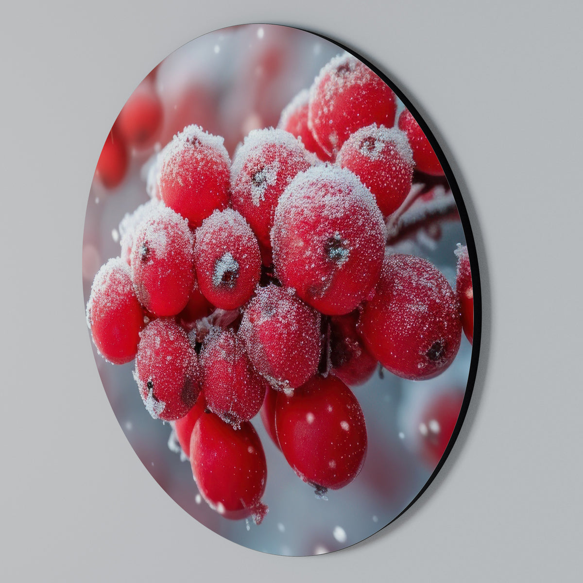 WINTER'S CRIMSON TREASURES Rundes Wandbild