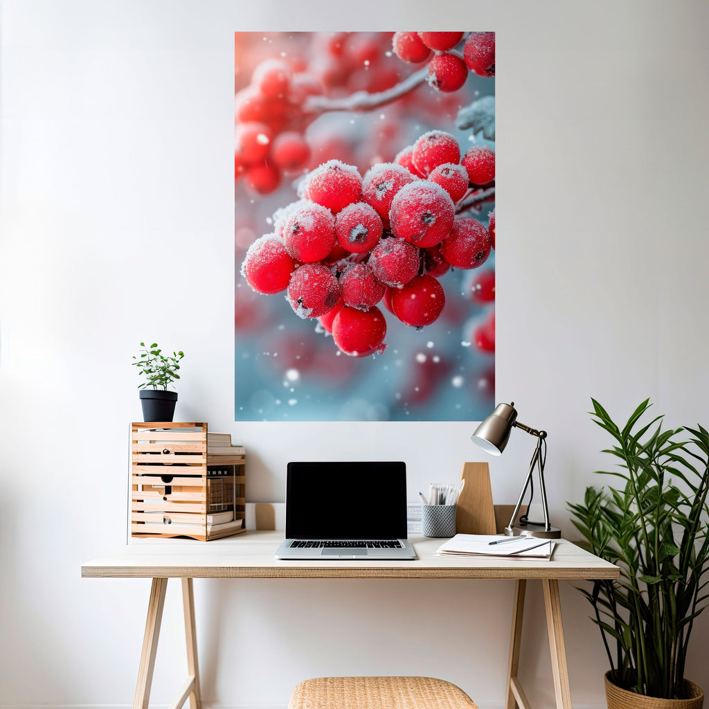 WINTER'S CRIMSON TREASURES Vertikales Poster zum Abziehen und Aufkleben