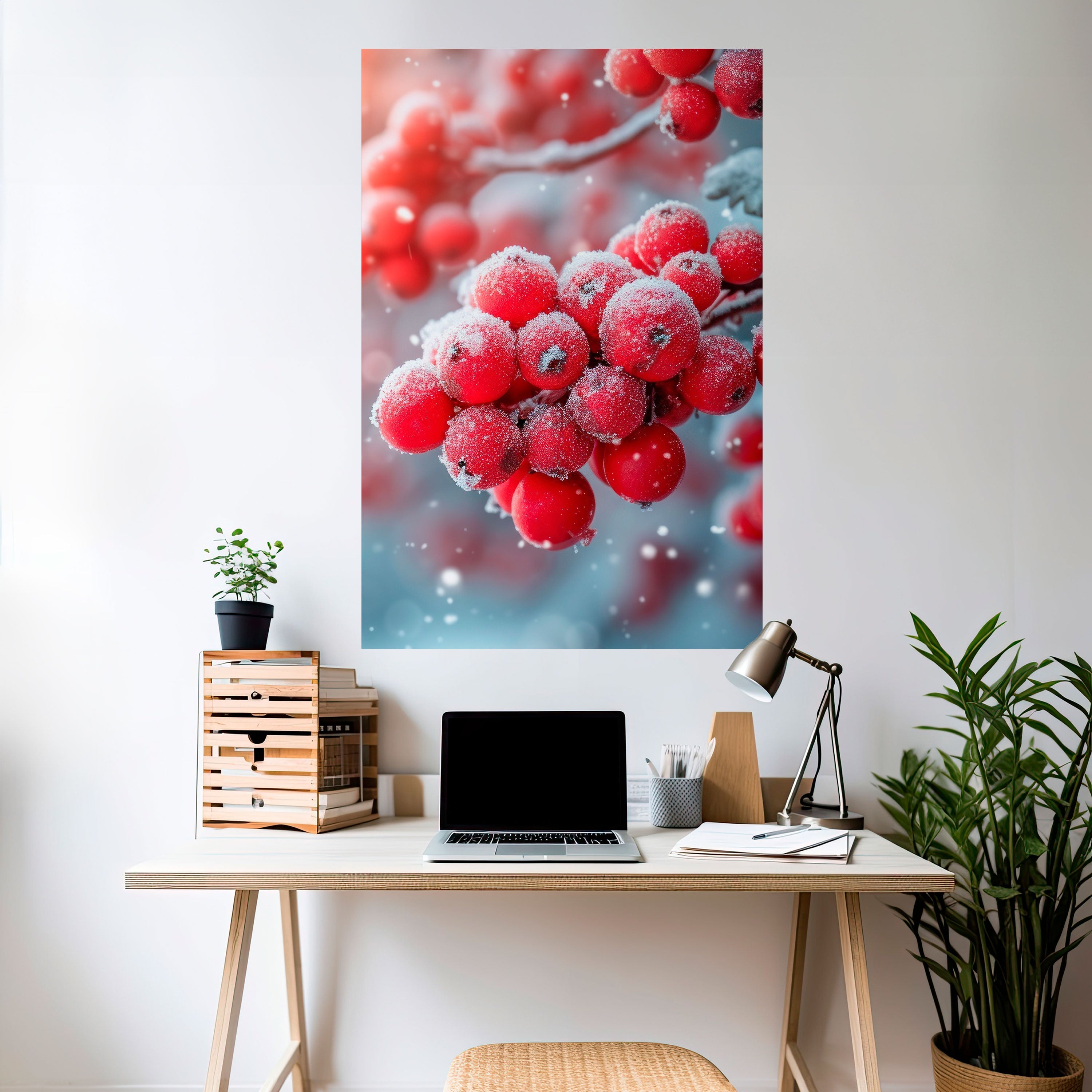 WINTER'S CRIMSON TREASURES Vertikales Poster zum Abziehen und Aufkleben