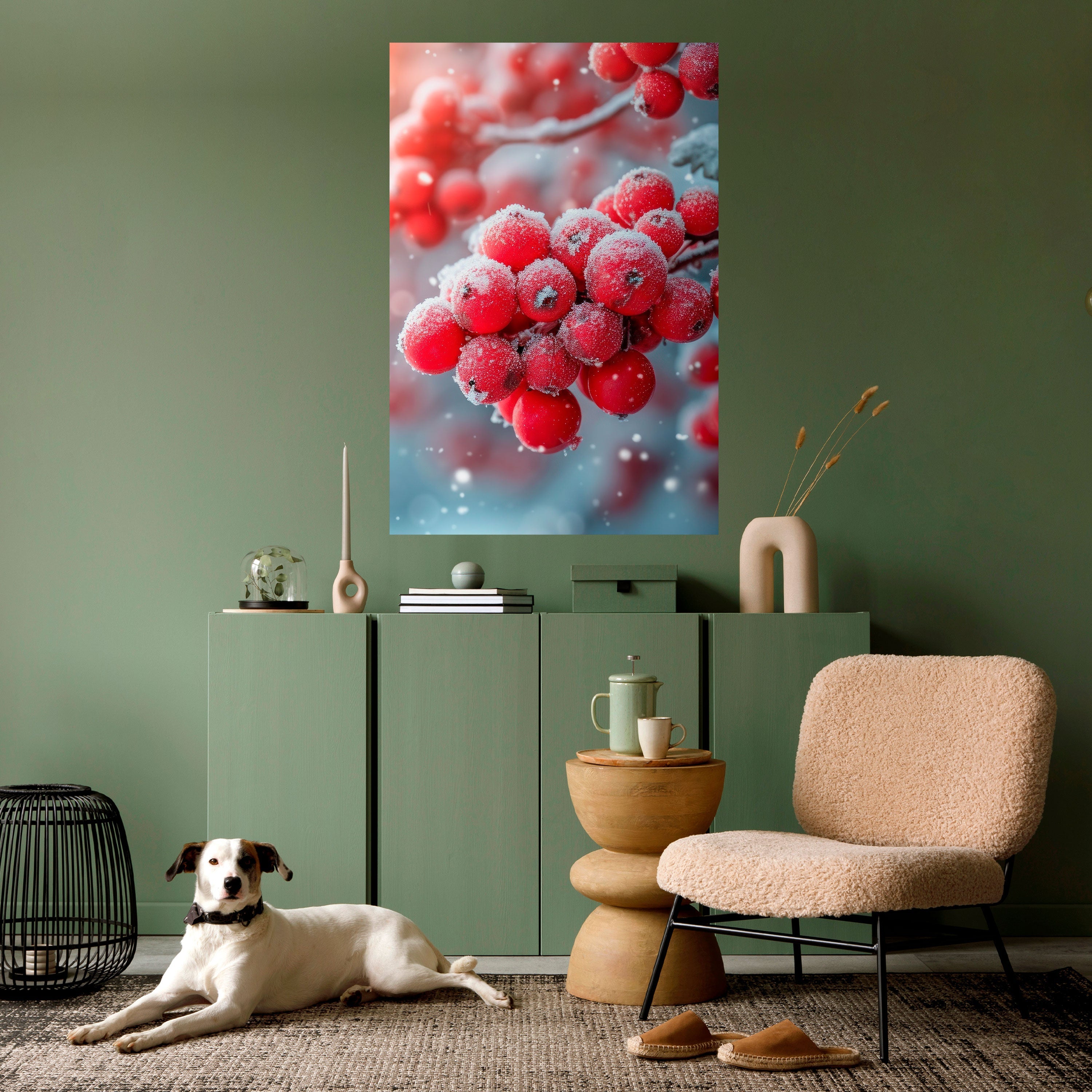 WINTER'S CRIMSON TREASURES Vertikales Poster zum Abziehen und Aufkleben