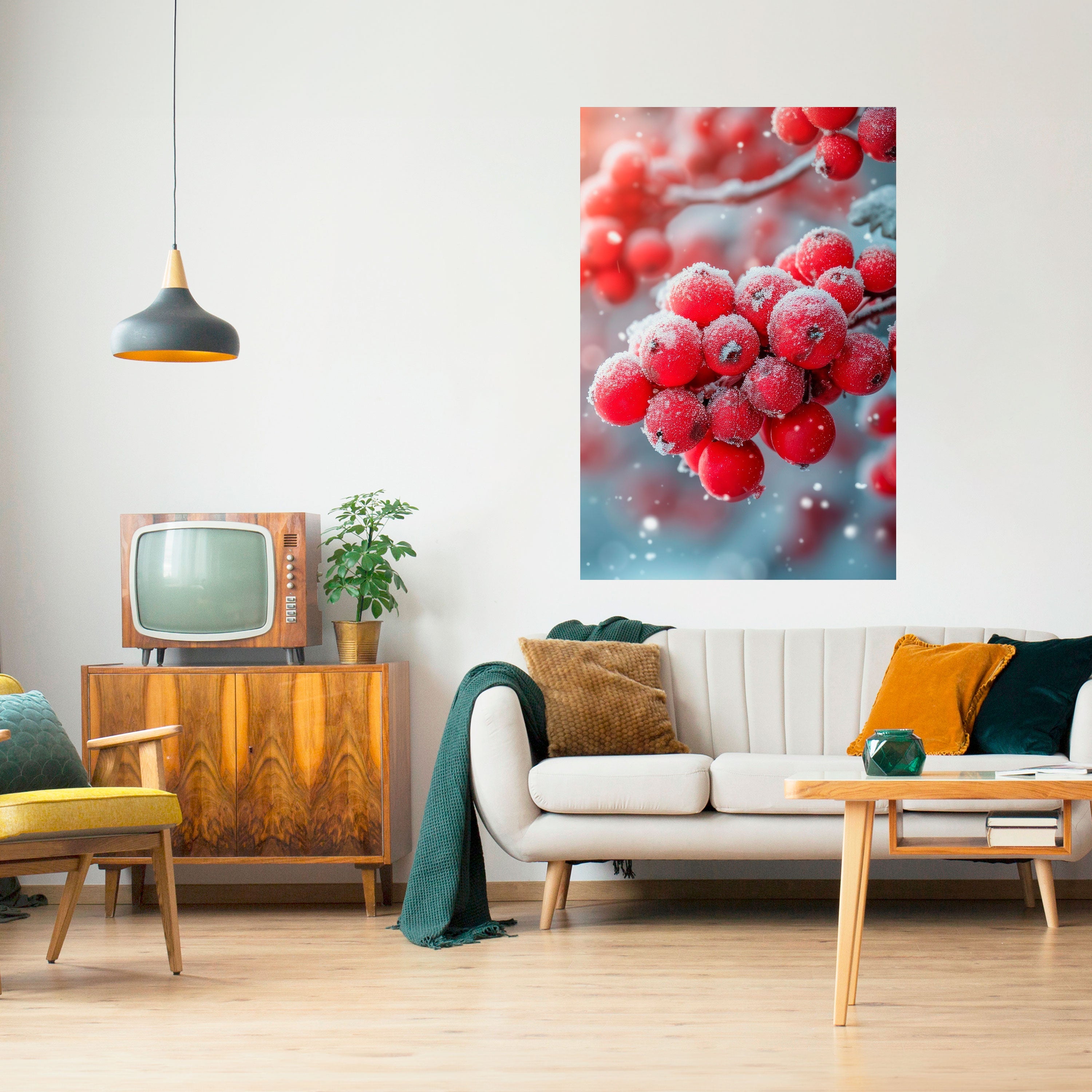 WINTER'S CRIMSON TREASURES Vertikales Poster zum Abziehen und Aufkleben