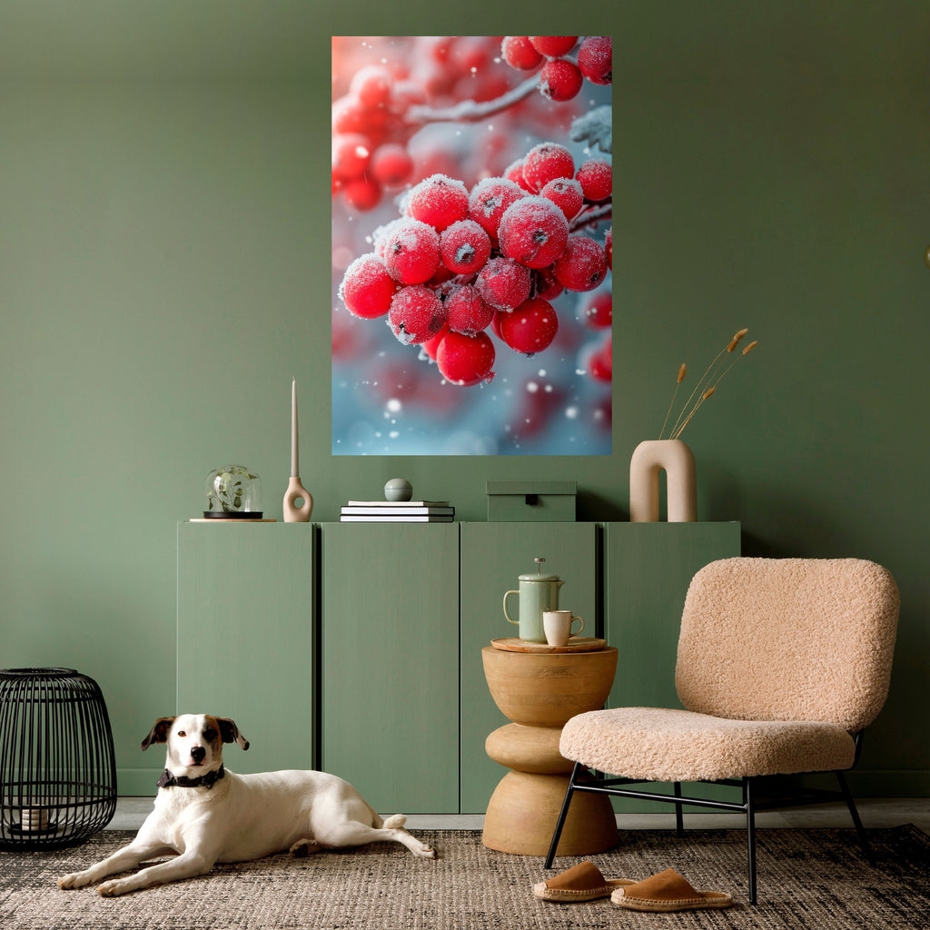 WINTER'S CRIMSON TREASURES Vertikales Poster zum Abziehen und Aufkleben