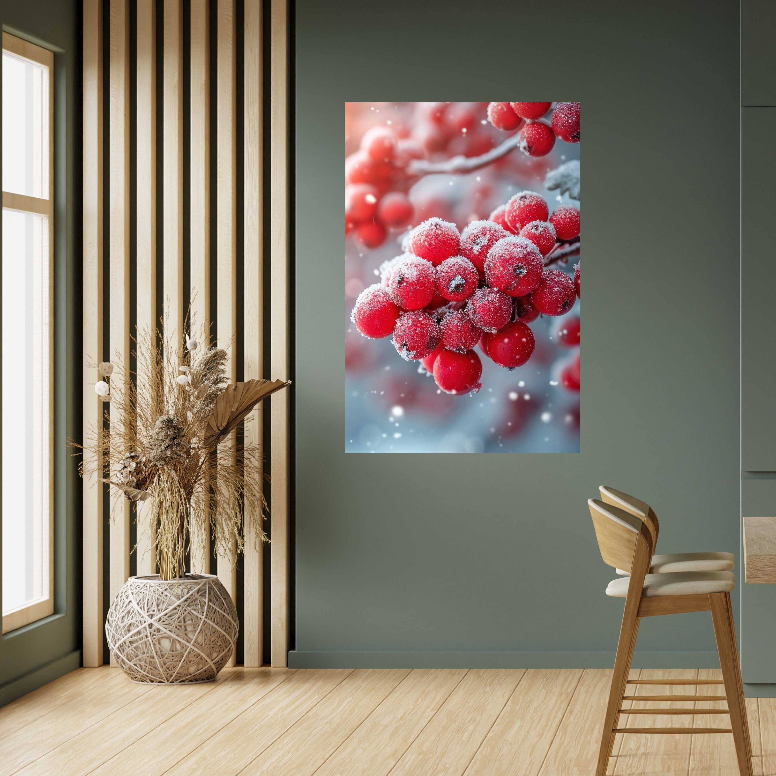 WINTER'S CRIMSON TREASURES Vertikales Poster zum Abziehen und Aufkleben