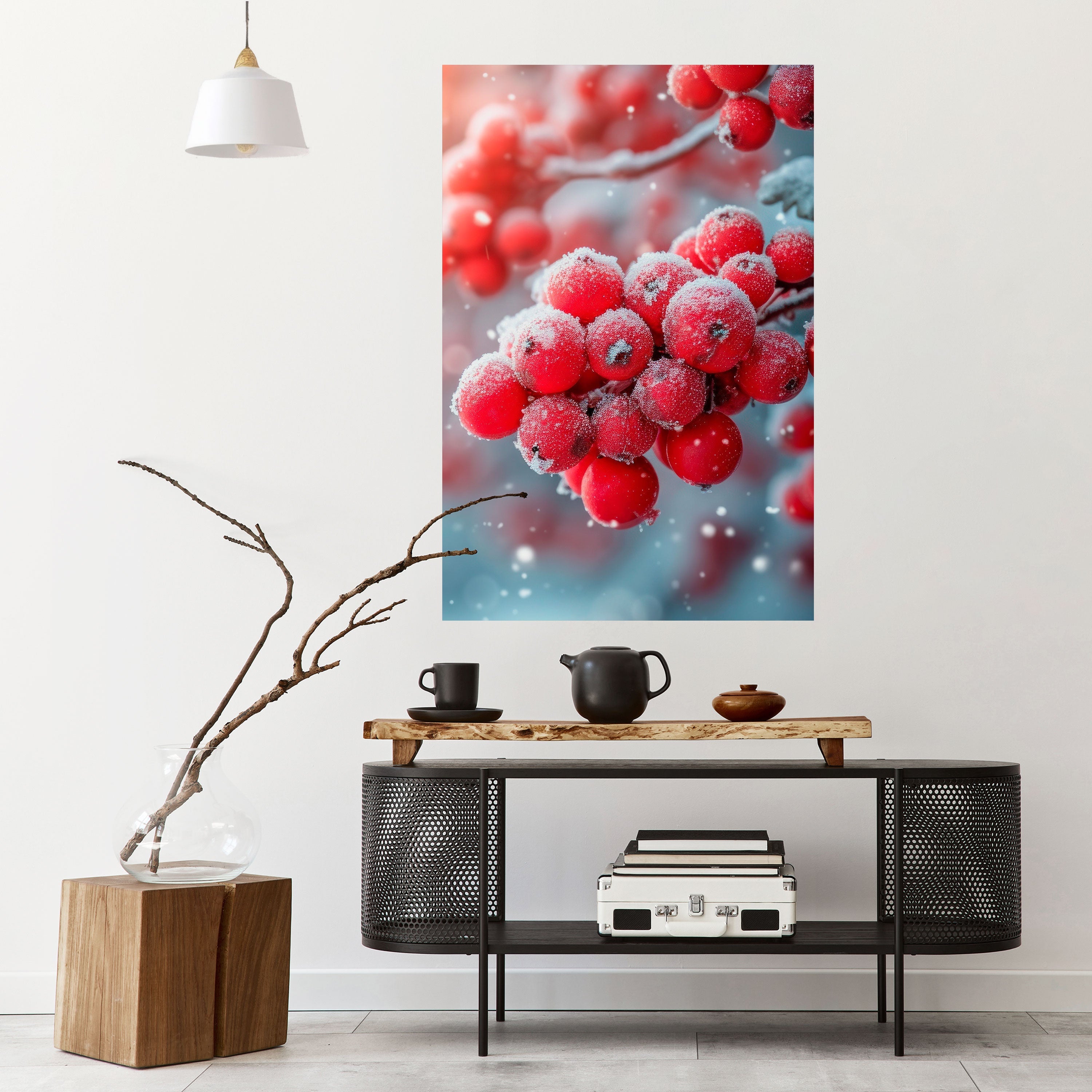 WINTER'S CRIMSON TREASURES Vertikales Poster zum Abziehen und Aufkleben