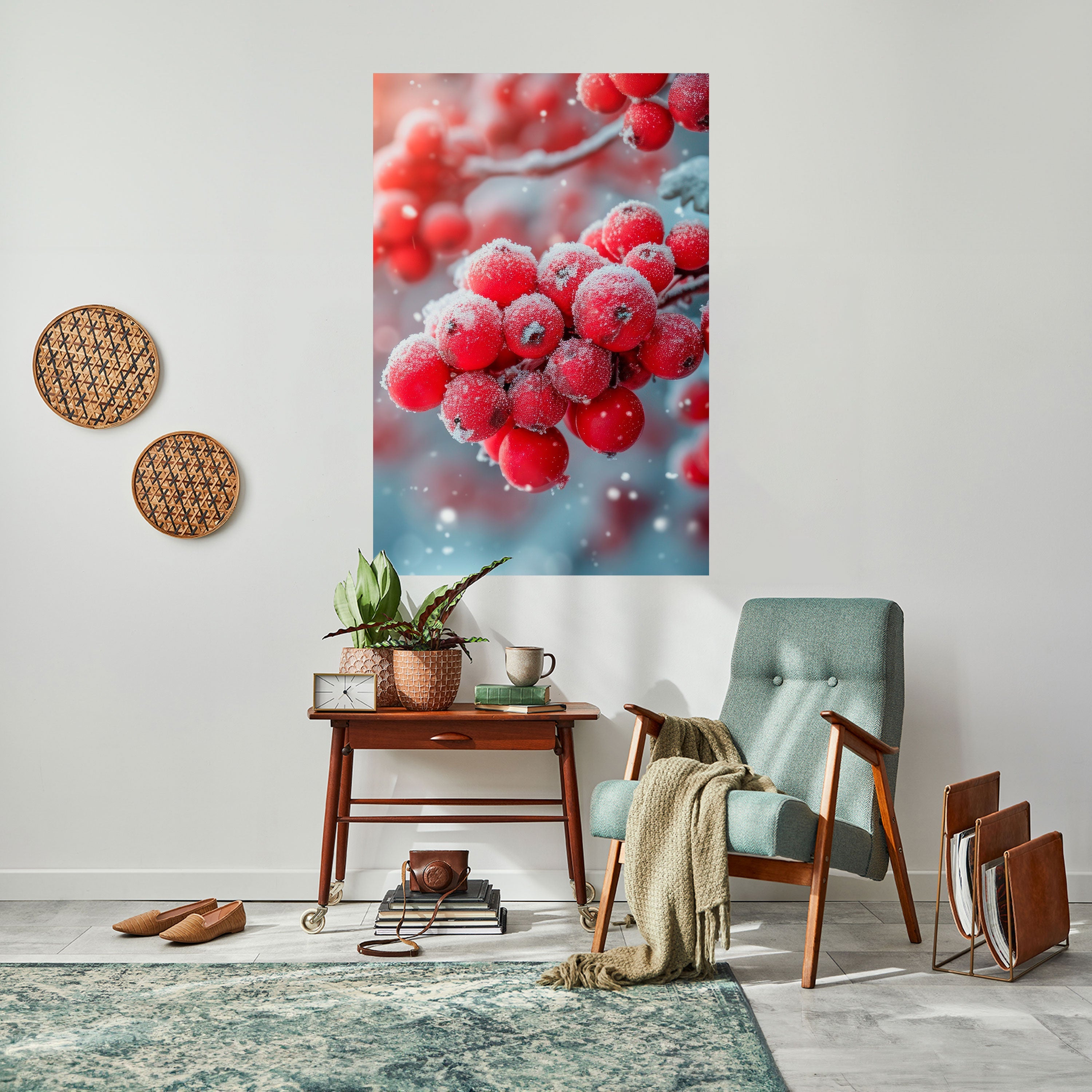 WINTER'S CRIMSON TREASURES Vertikales Poster zum Abziehen und Aufkleben