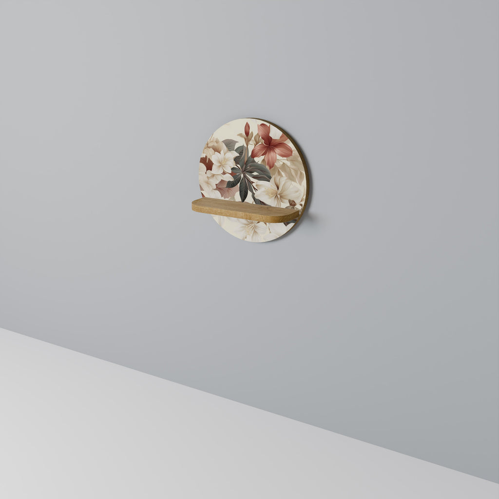 PETAL POETRY Round Art Shelf In Oak Effect