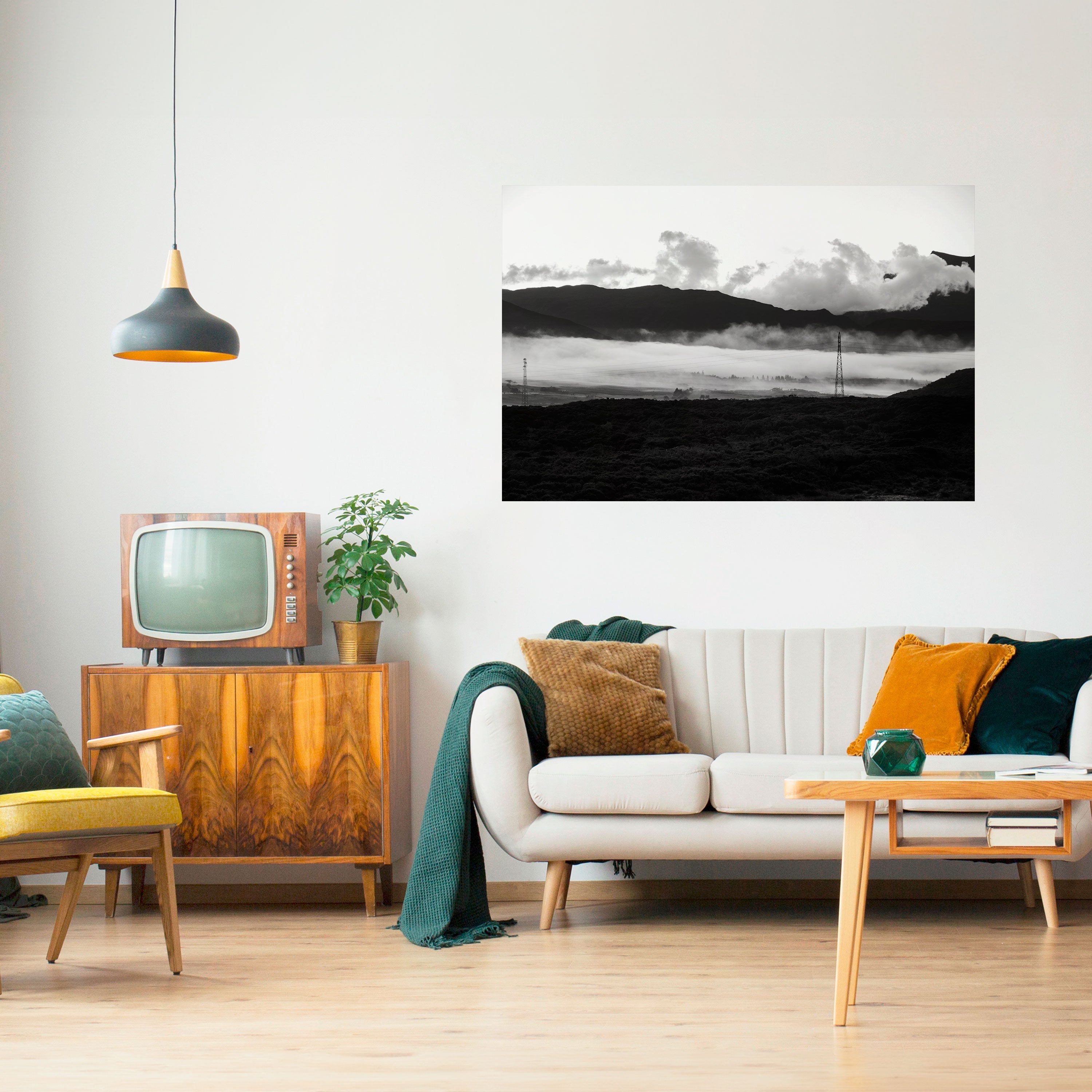 MISTY MOUNTAIN RADIANCE Horizontales Poster zum Abziehen und Aufkleben